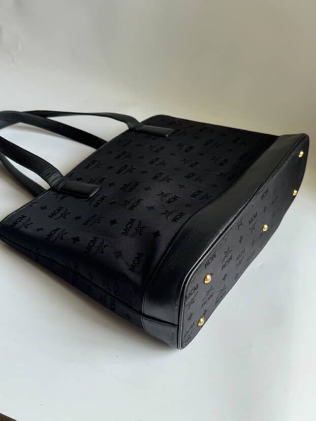 MCM Black Monogram Tote Bag