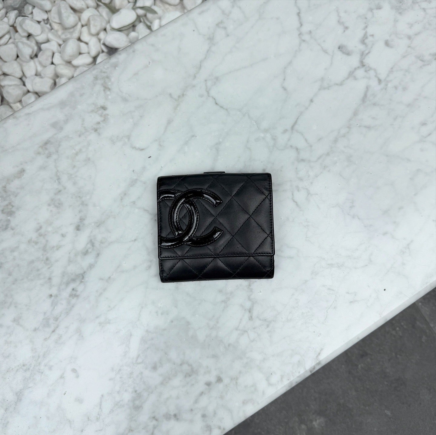 Chanel Cambon Compact Wallet Purse Black