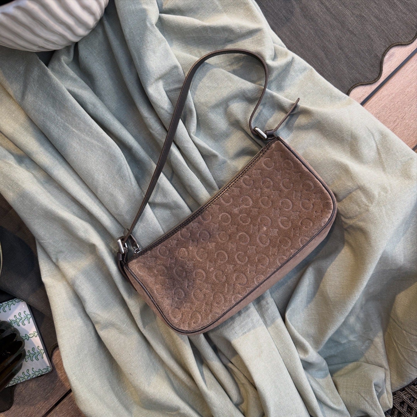 Celine Suede Monogram Shoulder Bag
