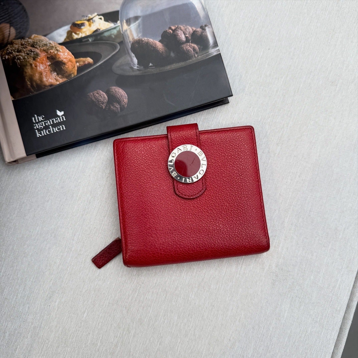 BVLGARI Wallet Red Leather Bifold Wallet