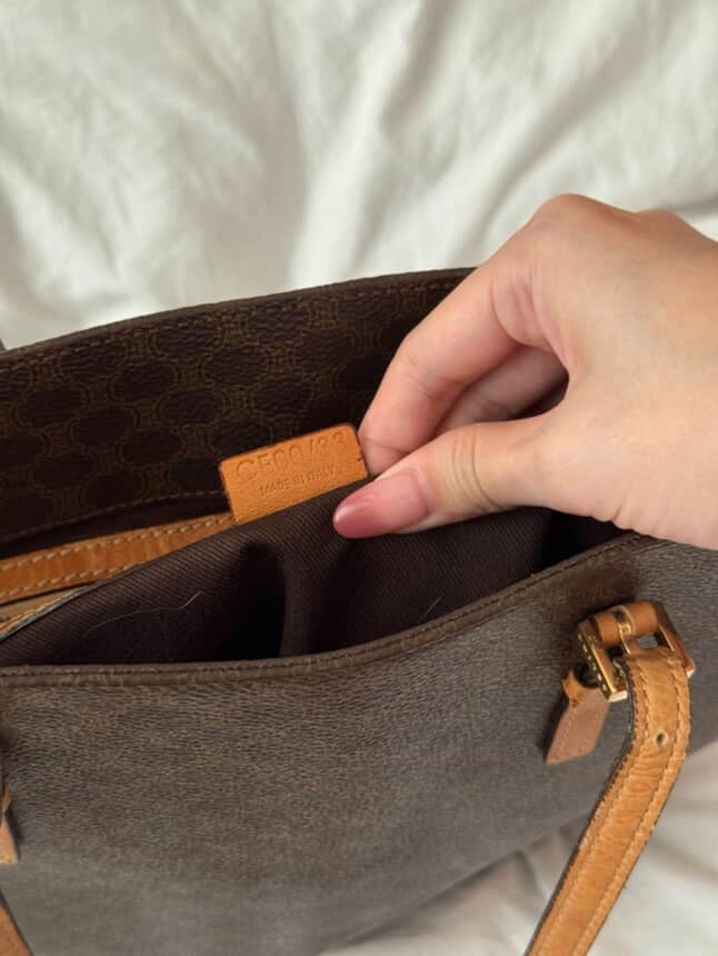 Celine Vintage Brown Macadam Tote Bag