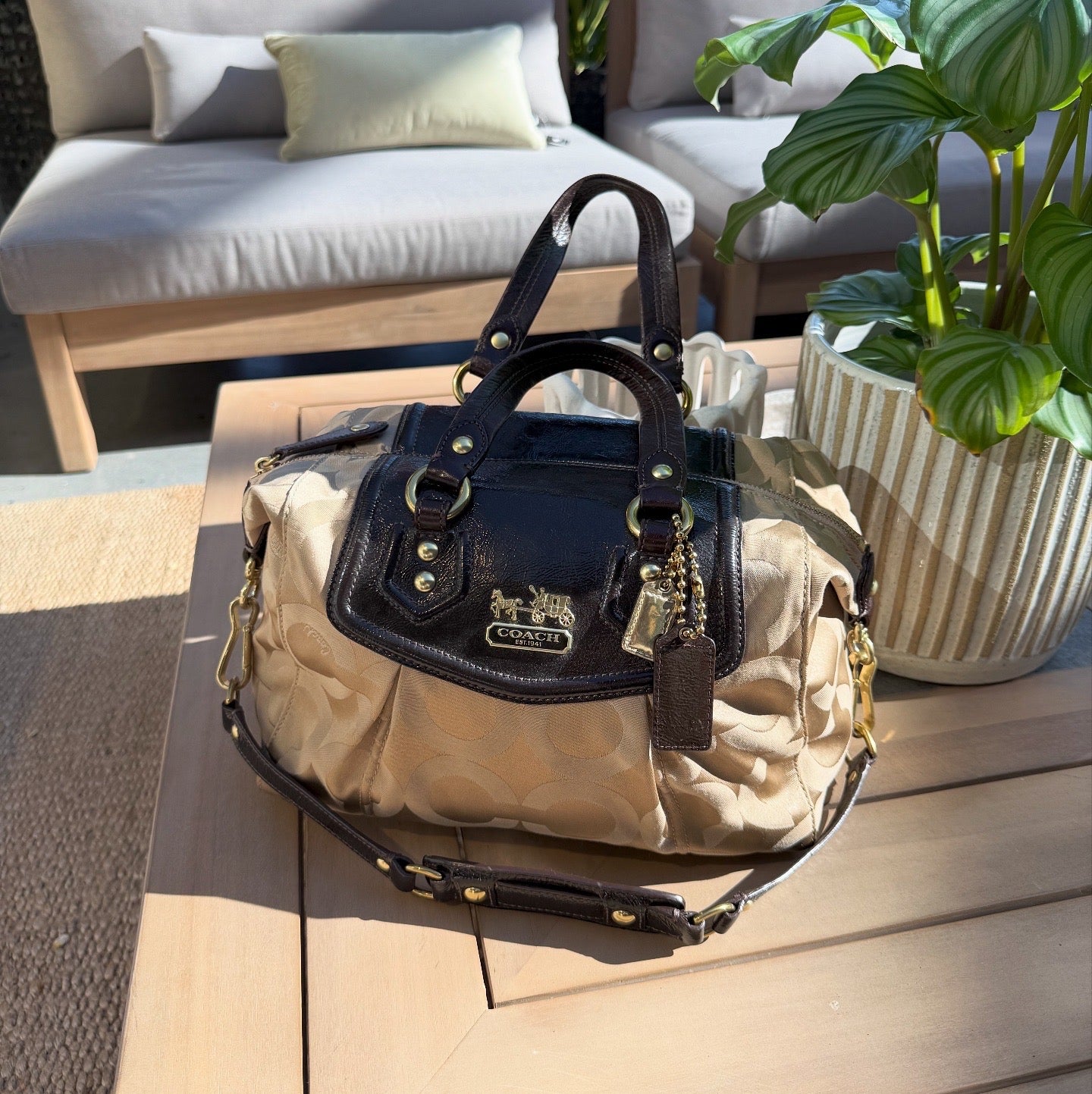 Coach Madison Signature Sabrina Satchel Bag