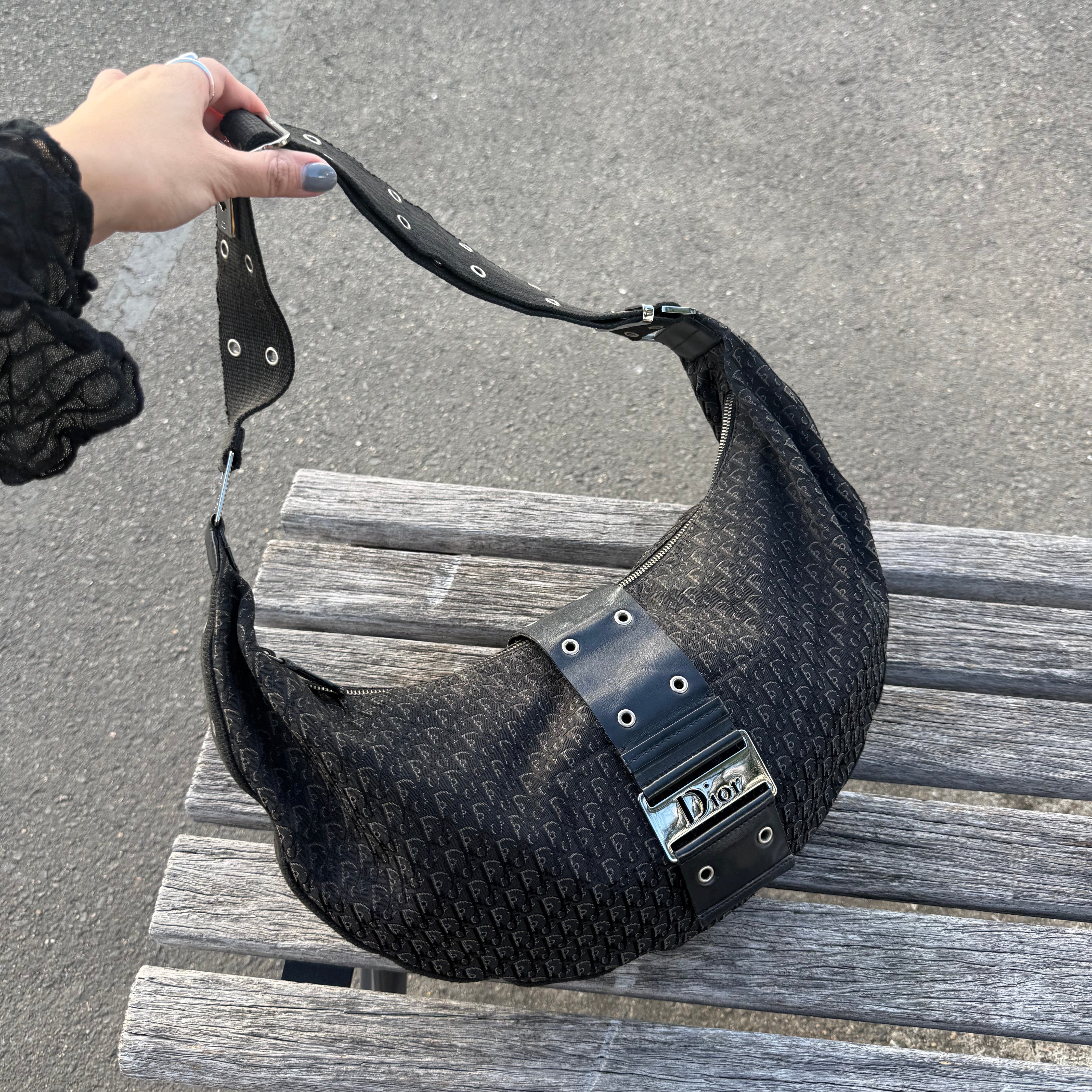 CHRISTIAN DIOR BLACK DIORISSIMO HALF MOON BAG