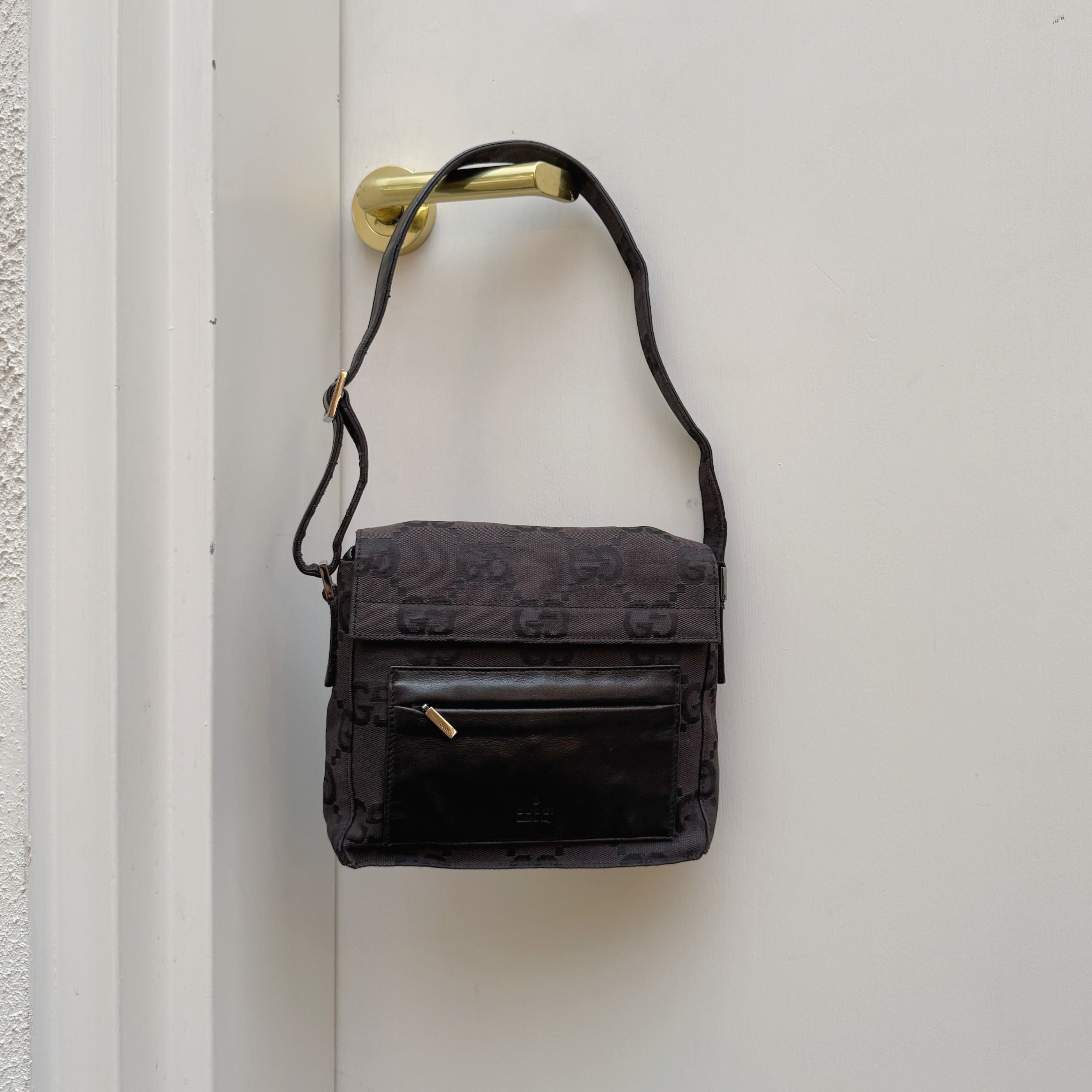 Gucci Black GG Monogram Squared Shoulder Bag