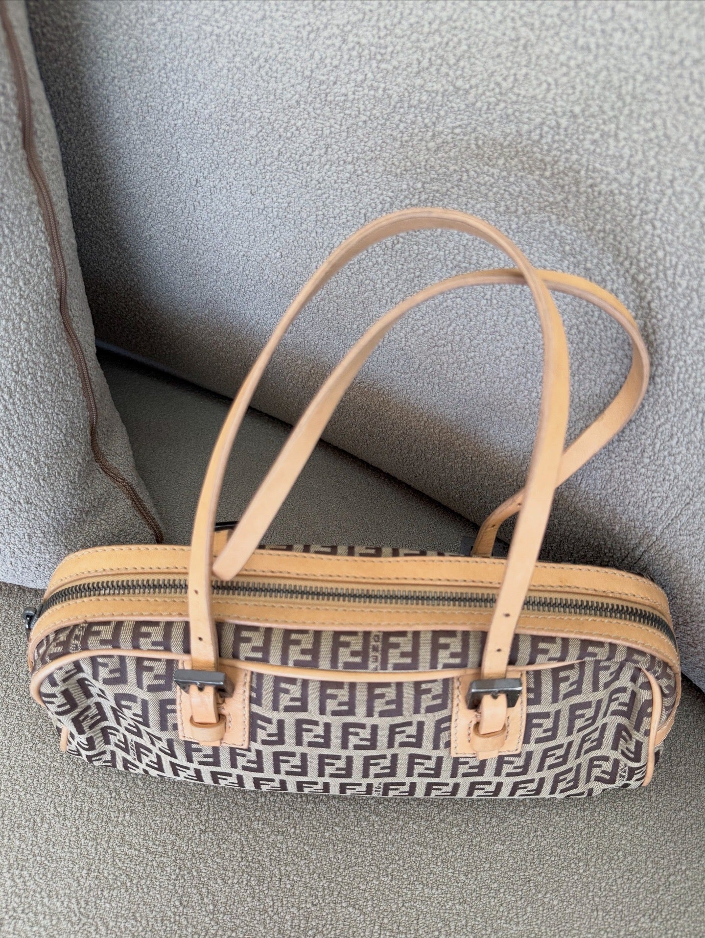 Fendi Vintage Brown Zucchino Canvas Handbag Dark brown