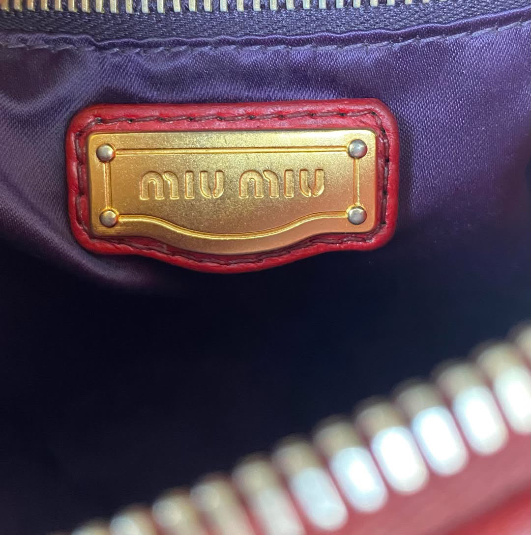 Miu Miu Vitello Lux Satchel Bag Red