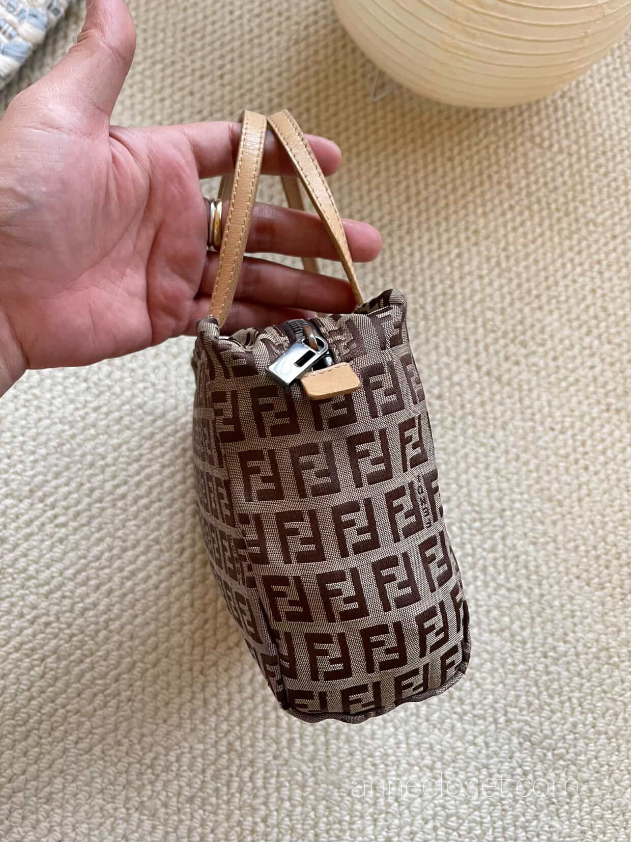 Fendi Vintage Brown Zucchino Canvas Handbag Brown