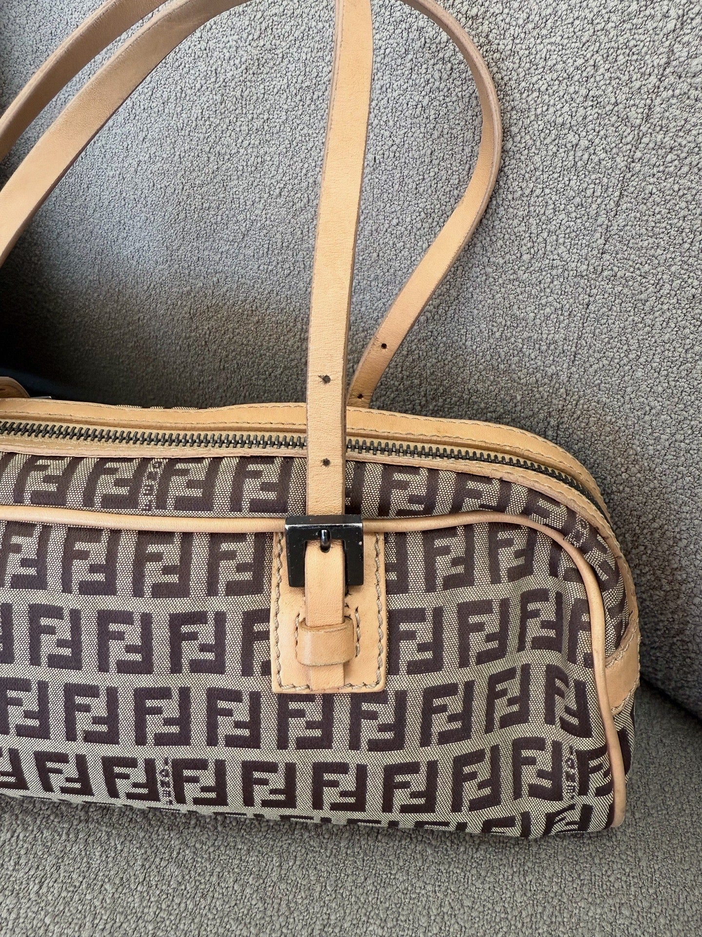 Fendi Vintage Brown Zucchino Canvas Handbag Dark brown