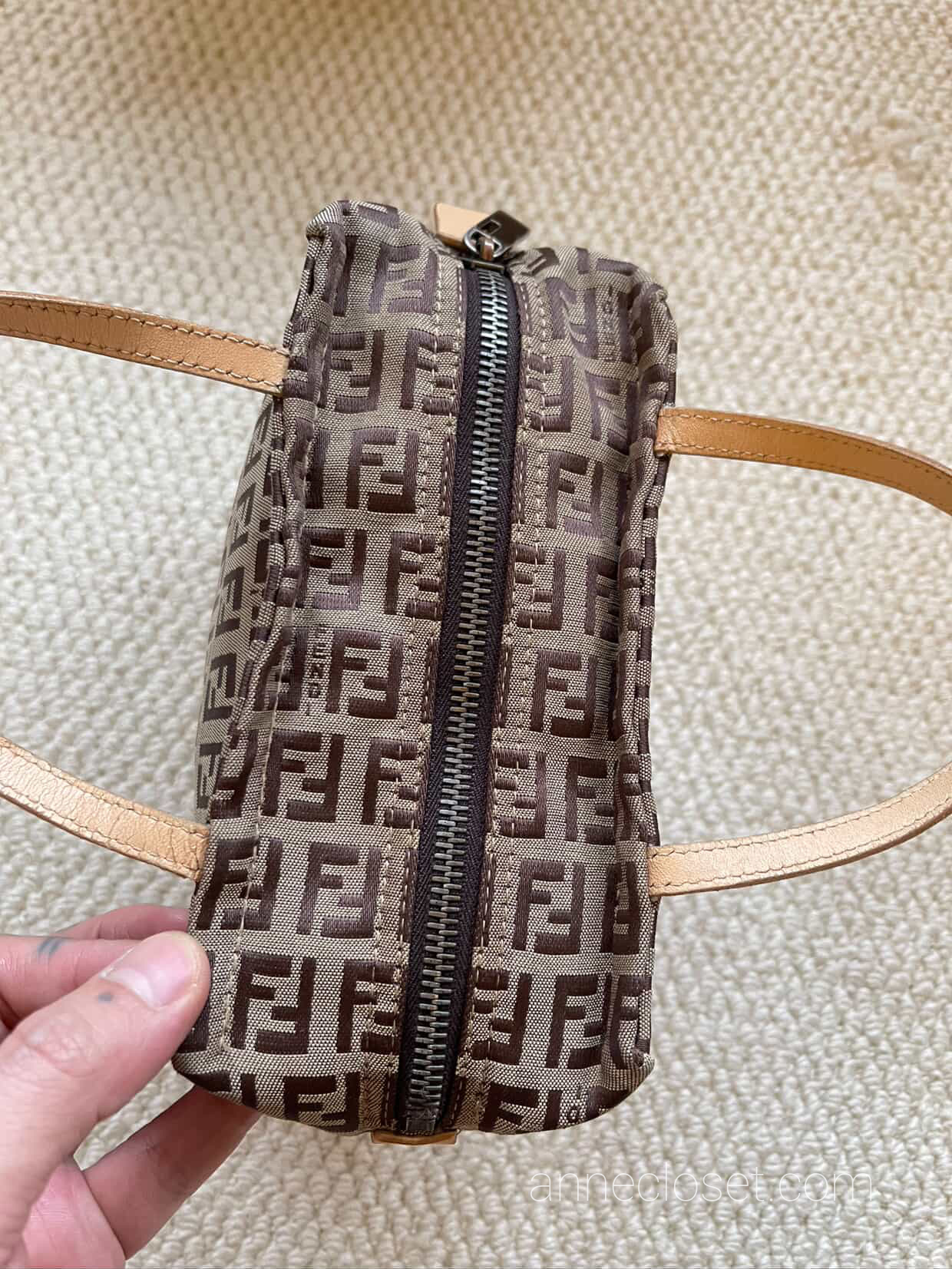 Fendi Vintage Brown Zucchino Canvas Handbag Brown