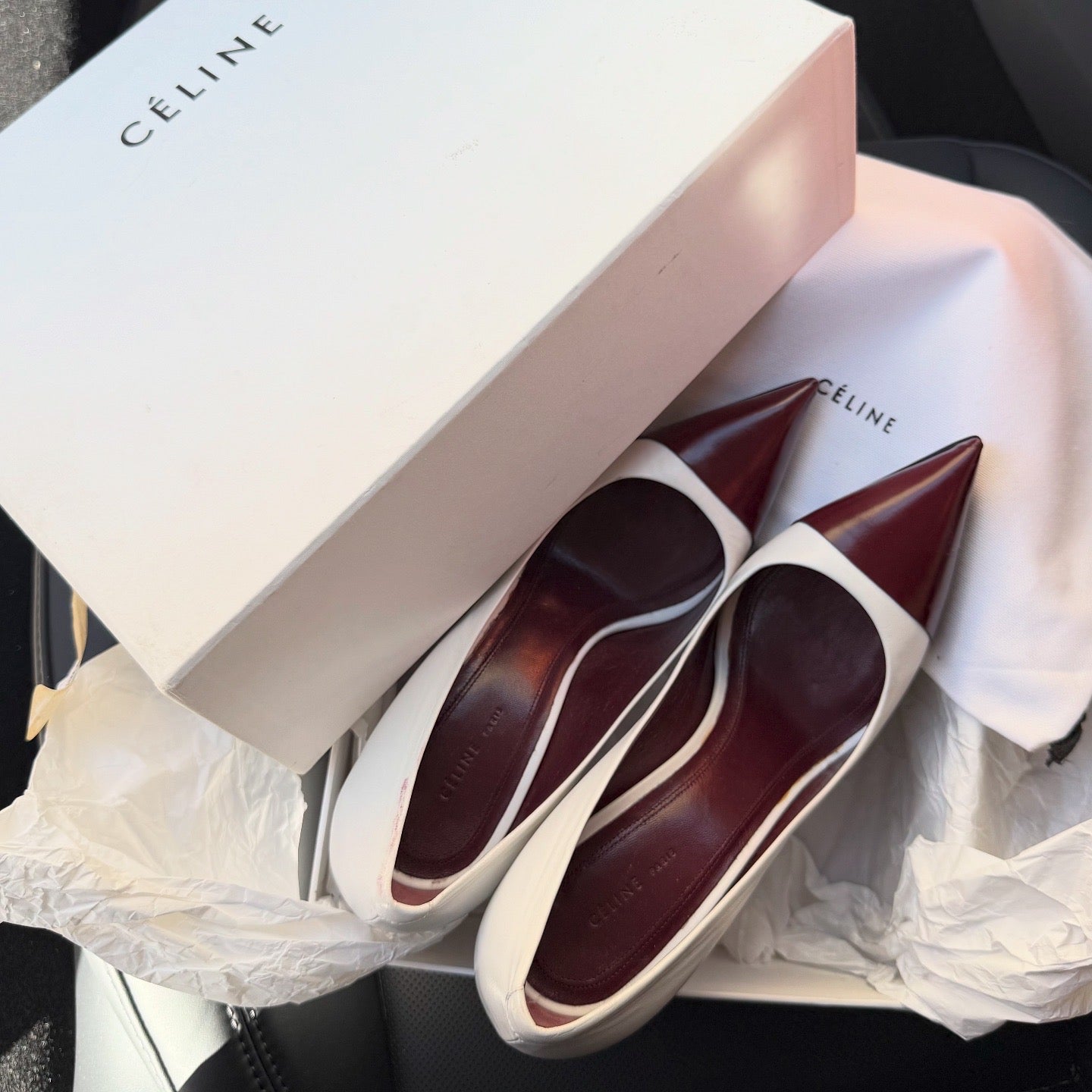 CELINE Spazzolato Bianco Runway Pumps 9cm