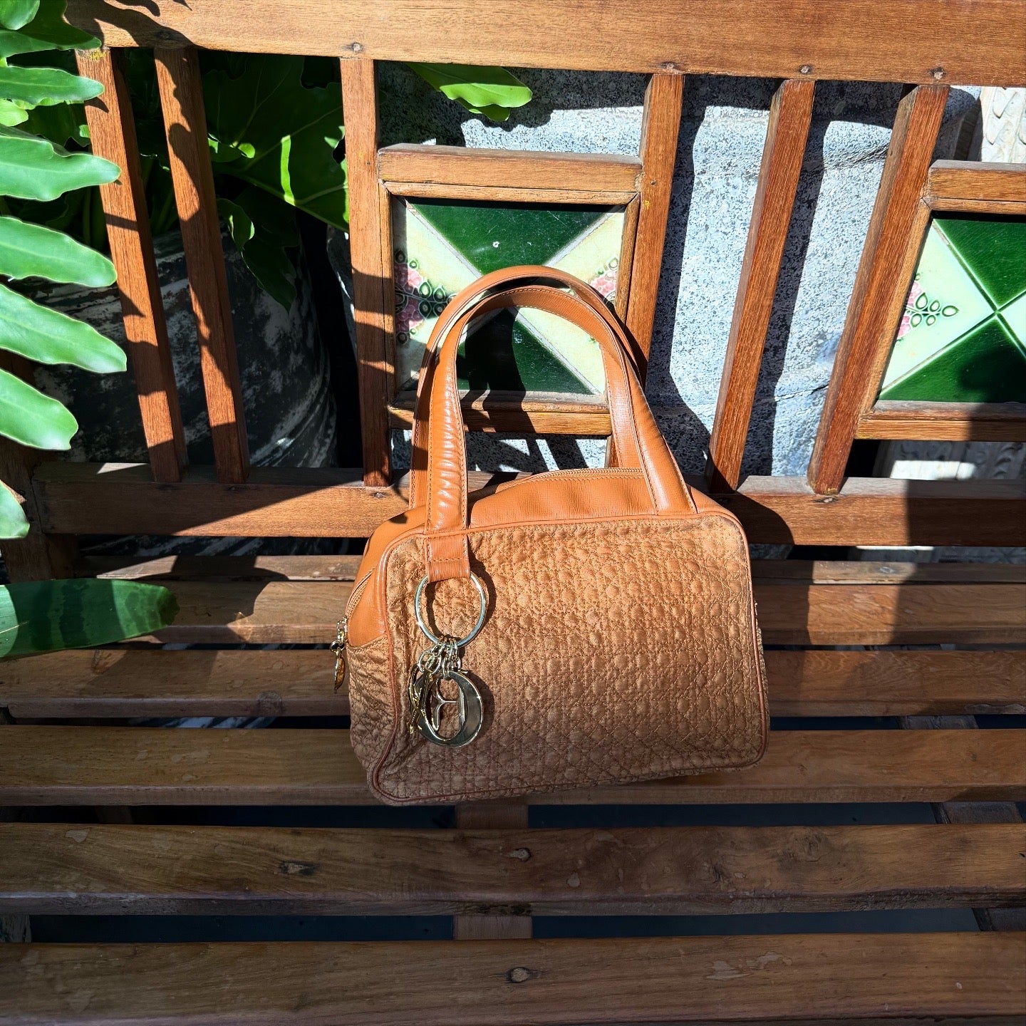 Christian Dior Orange Canvas Tote Bag