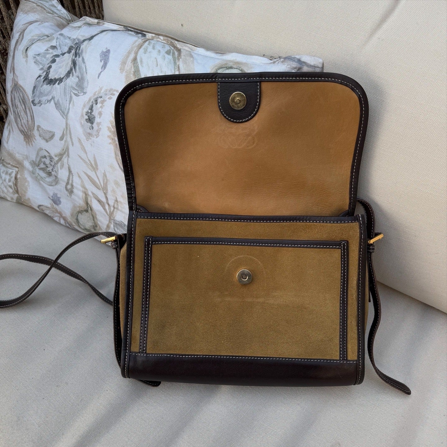LOEWE Anagram Shoulder Bag Suede Camel
