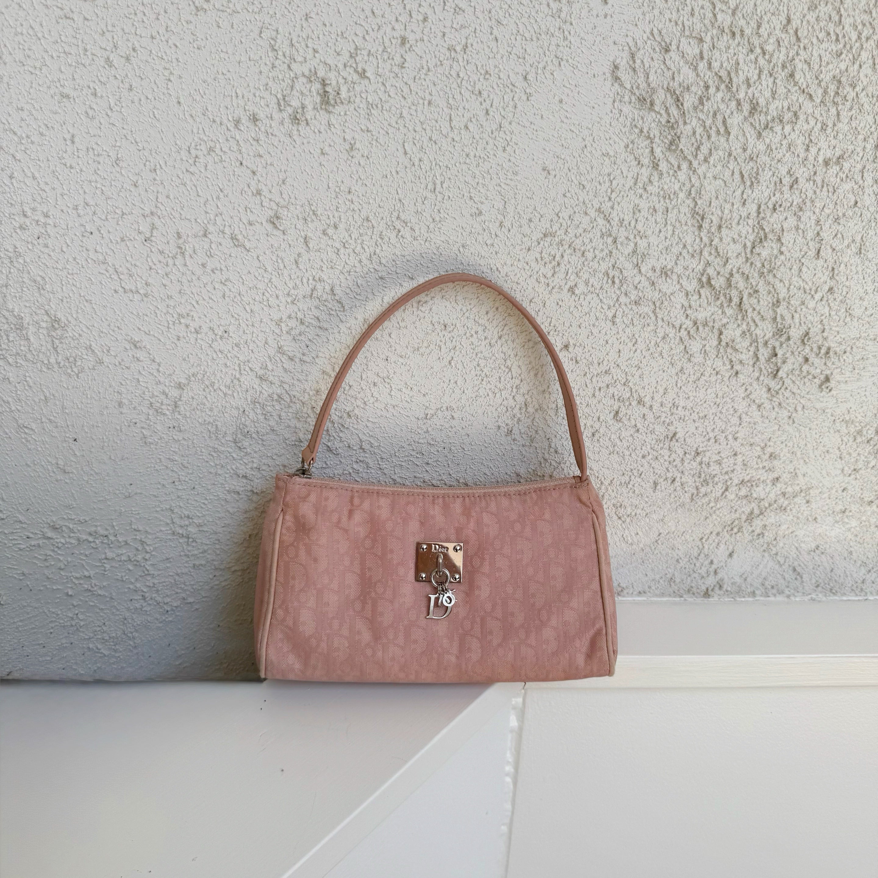 Christian Dior Light Pink Trotter Monogram Pochette Bag