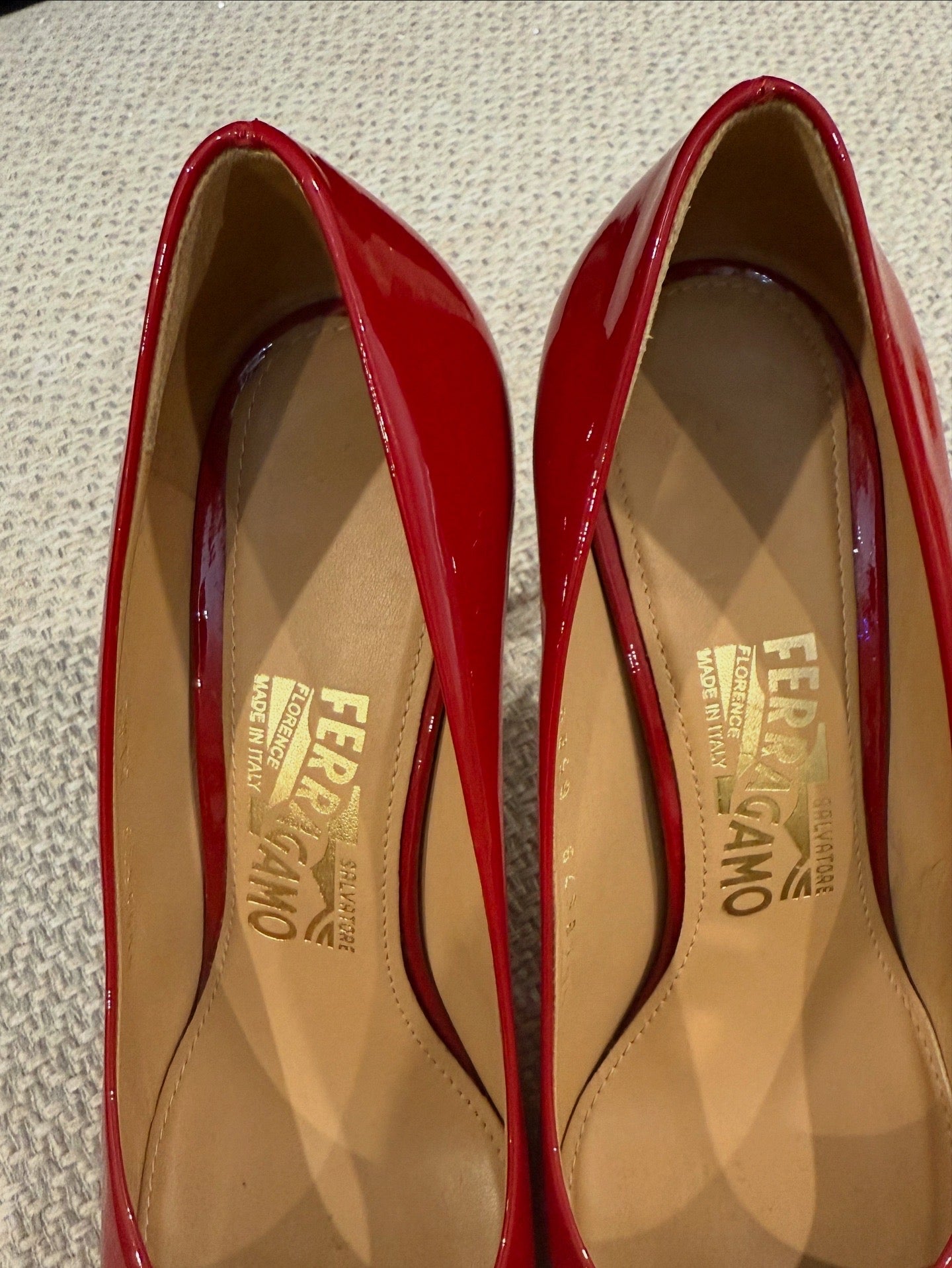 Salvatore Ferragamo Vara Red Leather Heels 9cm
