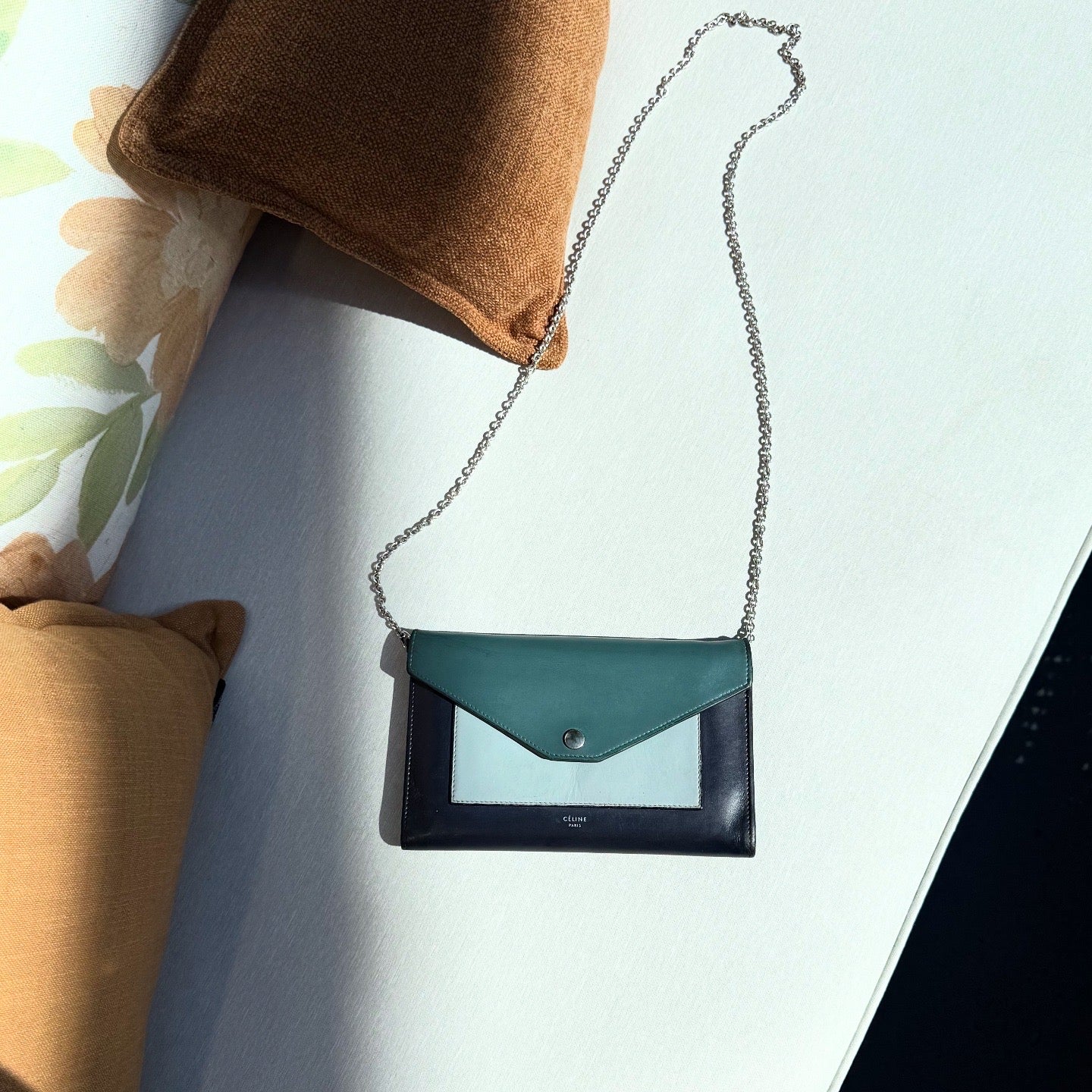 Celine Leather Pocket Envelope Flap Bag