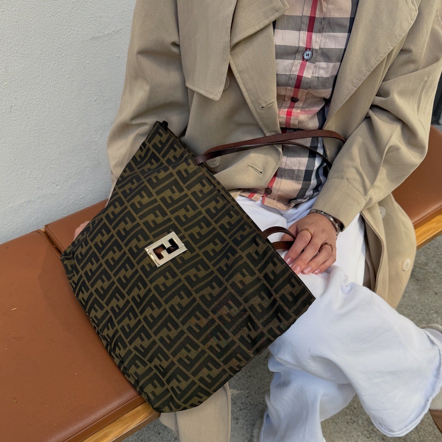 Fendi Zucca Metal Logo Tote