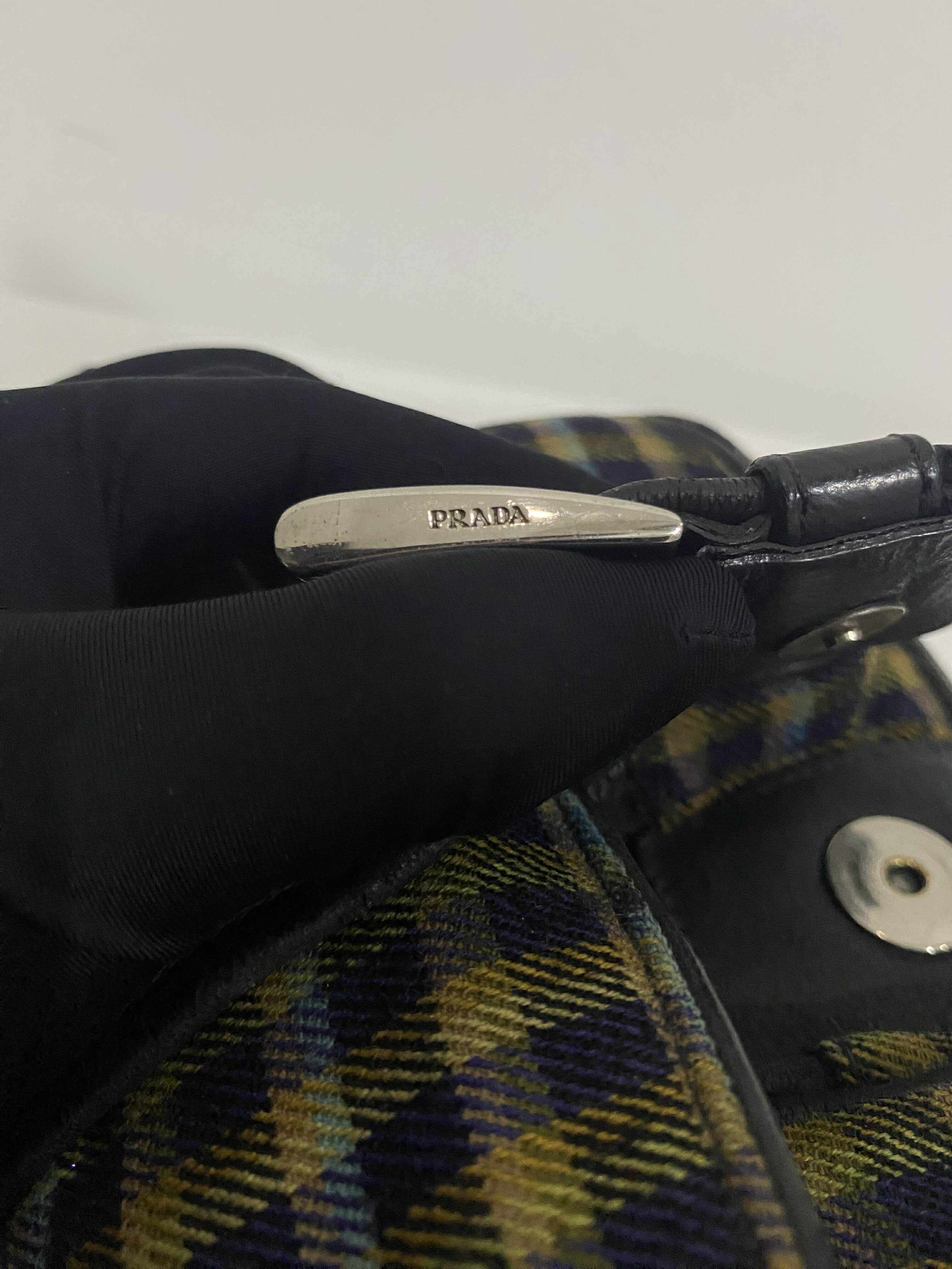 Prada Multicolor Plaid Wool Small Evening Bag