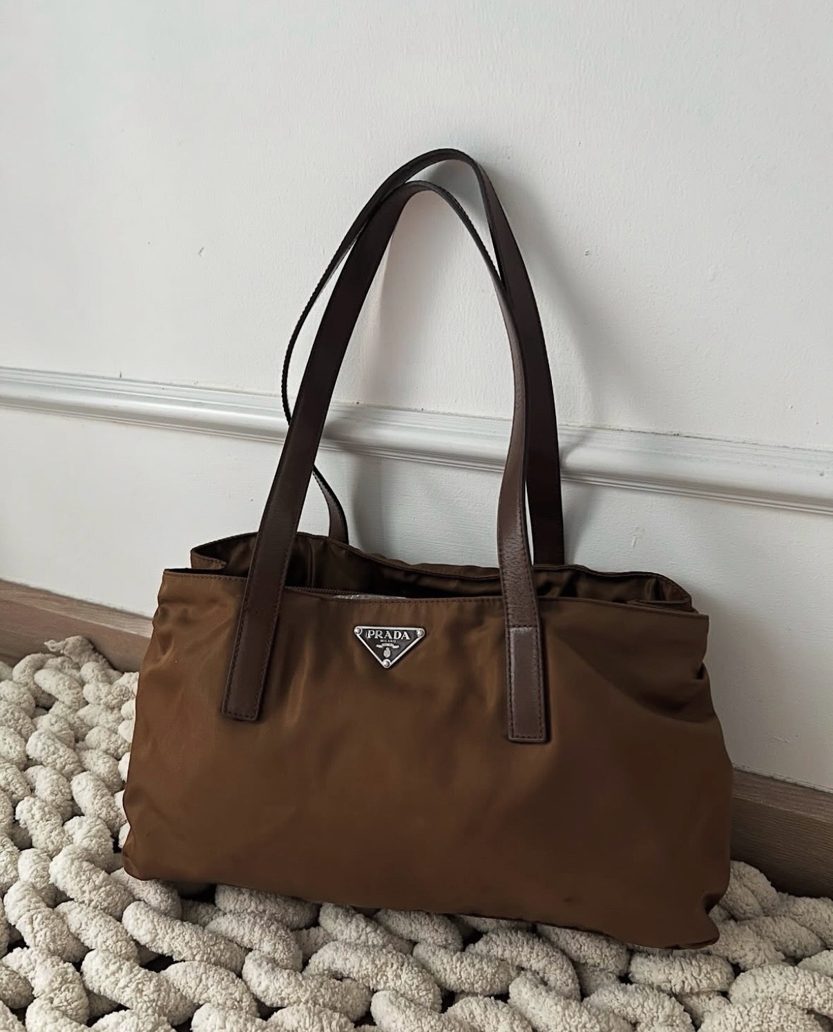 Prada Nylon Shoulder Bag (Brown)