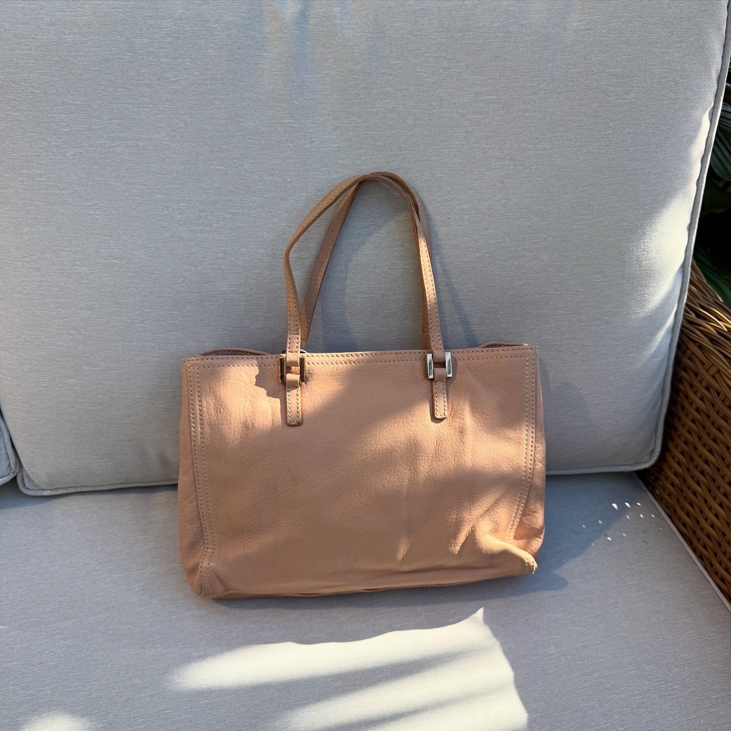 Fendi Beige Leather Logo Tote