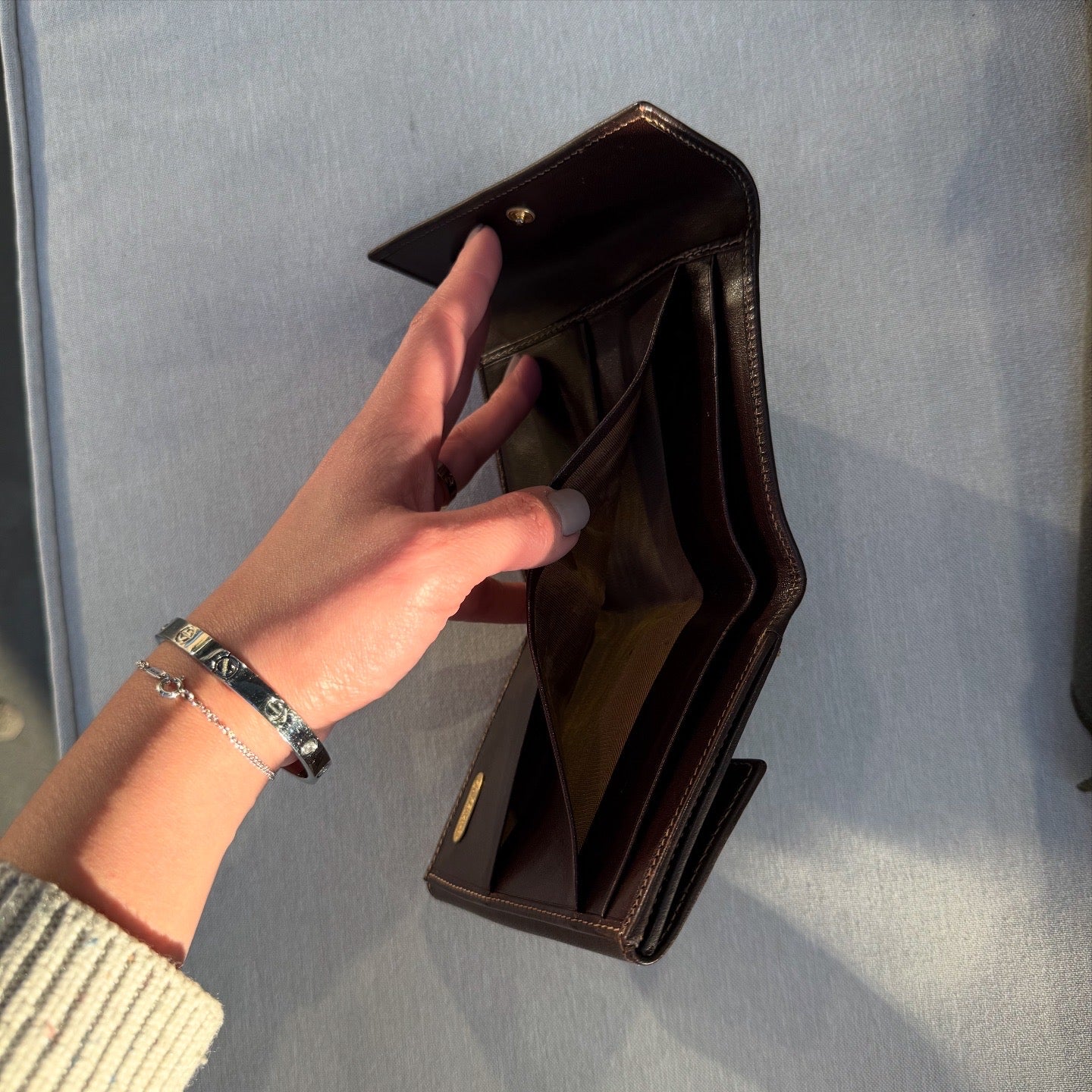 FENDI Zucca Jacquard Canvas Brown Tri-fold Wallet