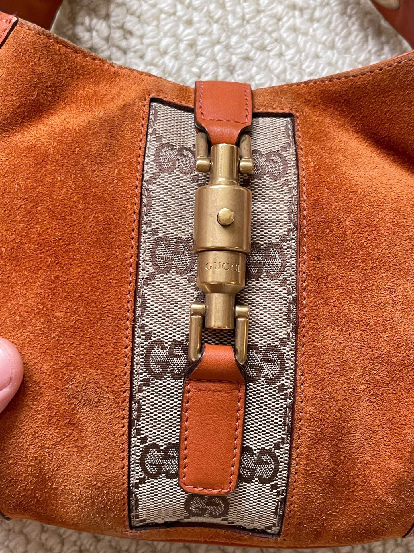 GUCCI Suede Nailhead Jackie shoulder bag