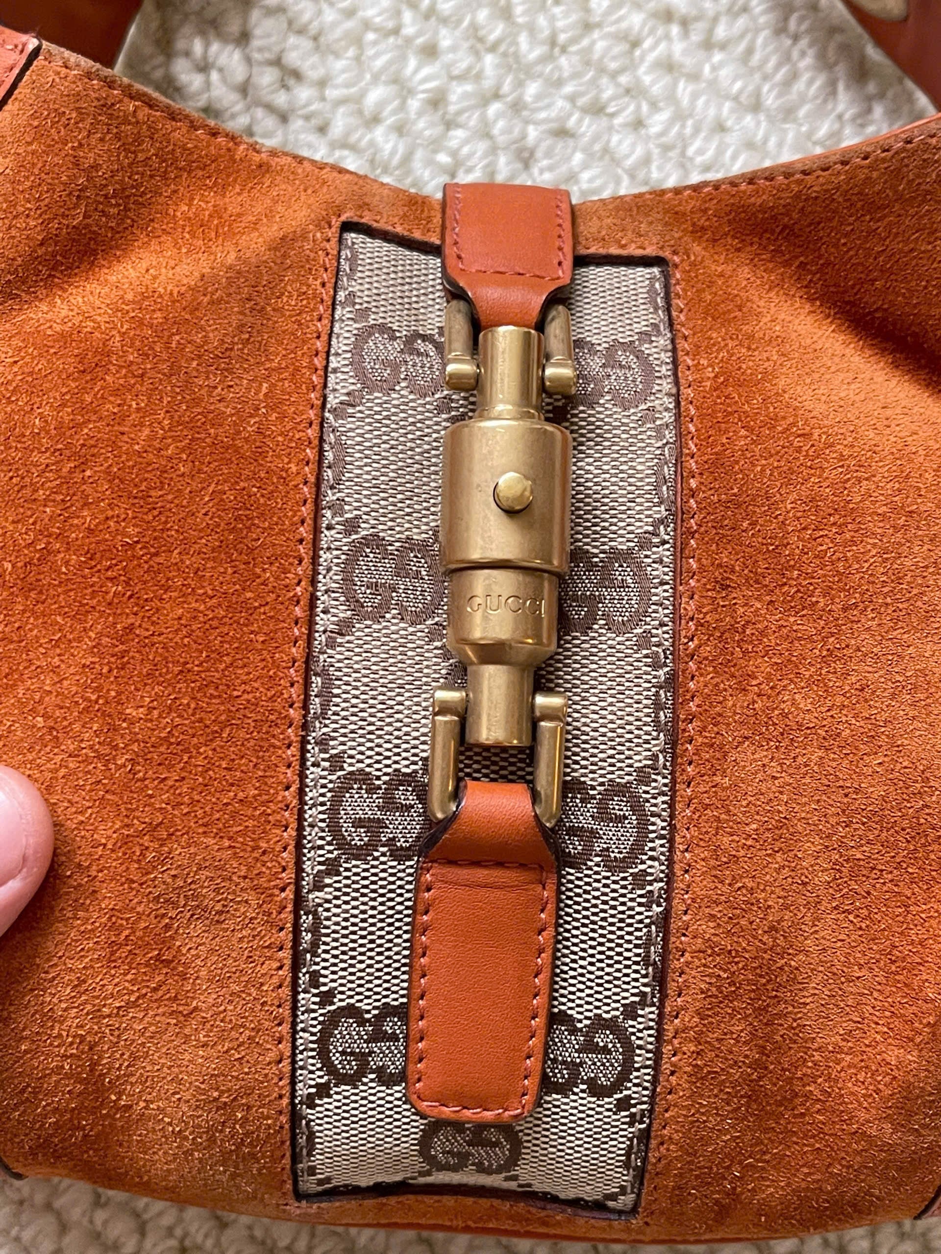 GUCCI Suede Nailhead Jackie shoulder bag