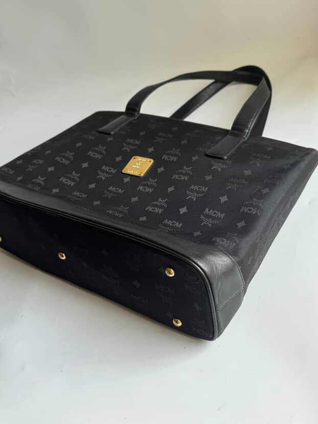 MCM Black Monogram Tote Bag