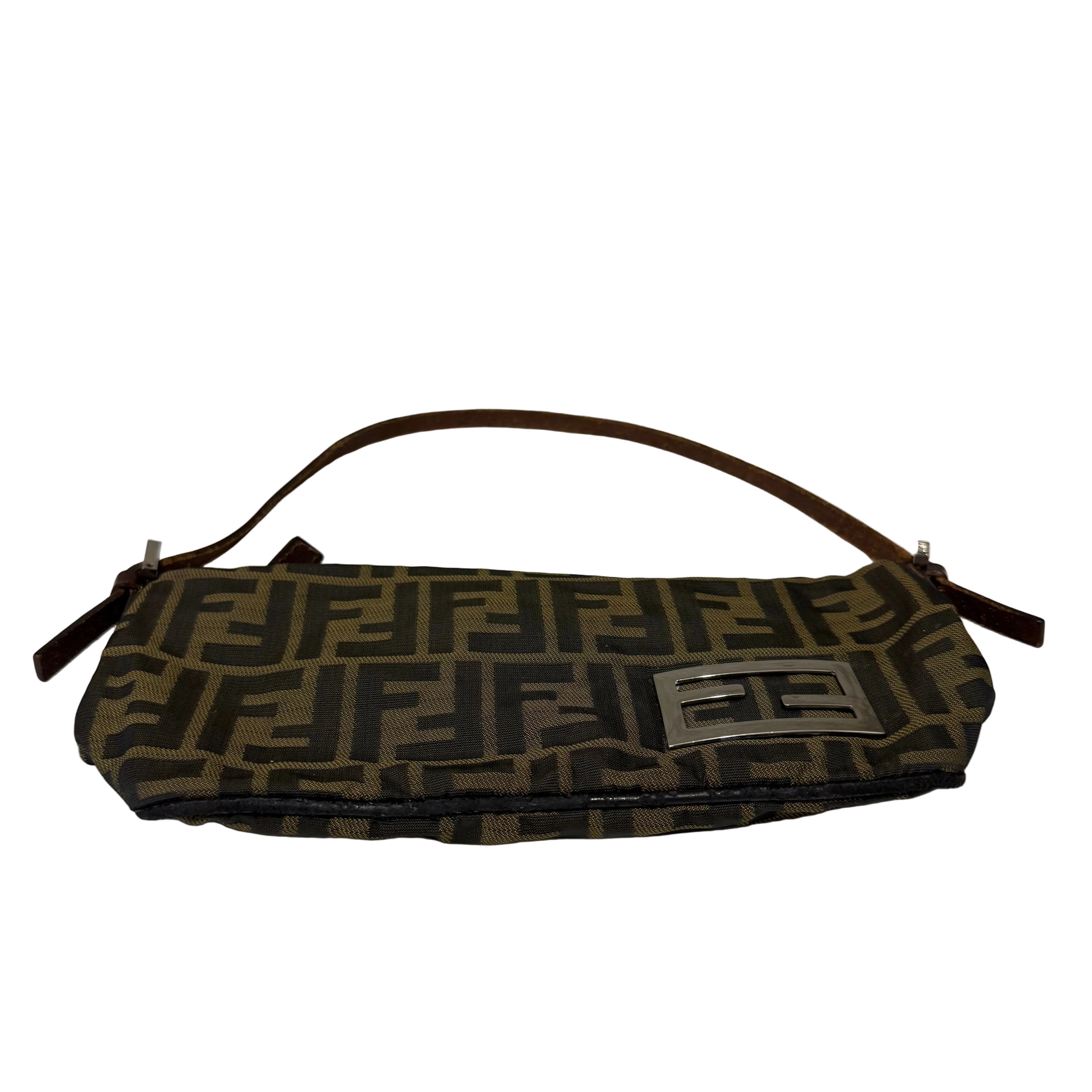 Fendi Brown Zucca Mini Baguette Shoulder Bag