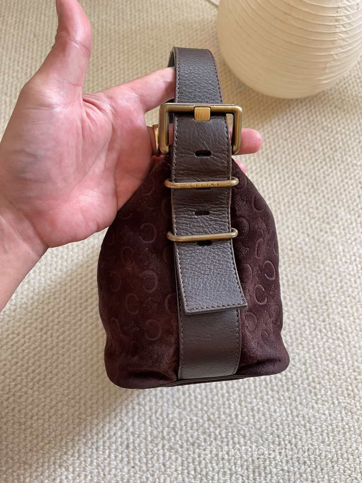 Celine 20th Century C Macadam Suede Shoulder Bag