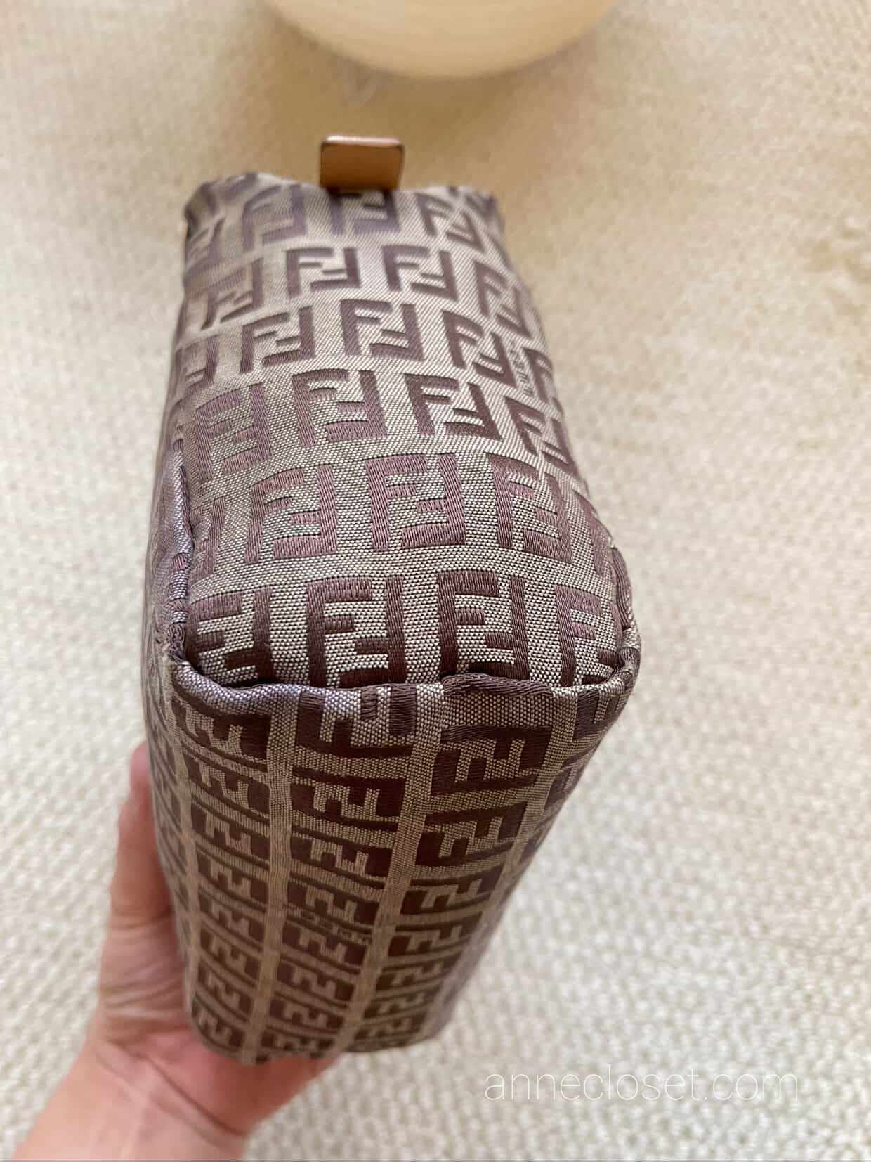 Fendi Vintage Brown Zucchino Canvas Handbag Brown