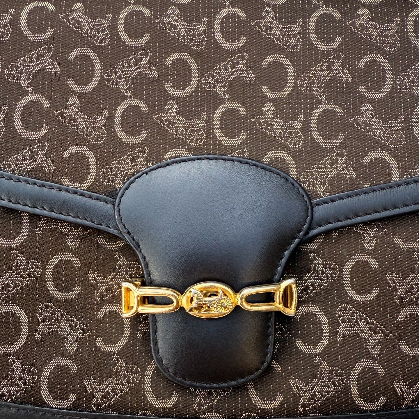 CELINE C Sulky Shoulder Bag Canvas Brown