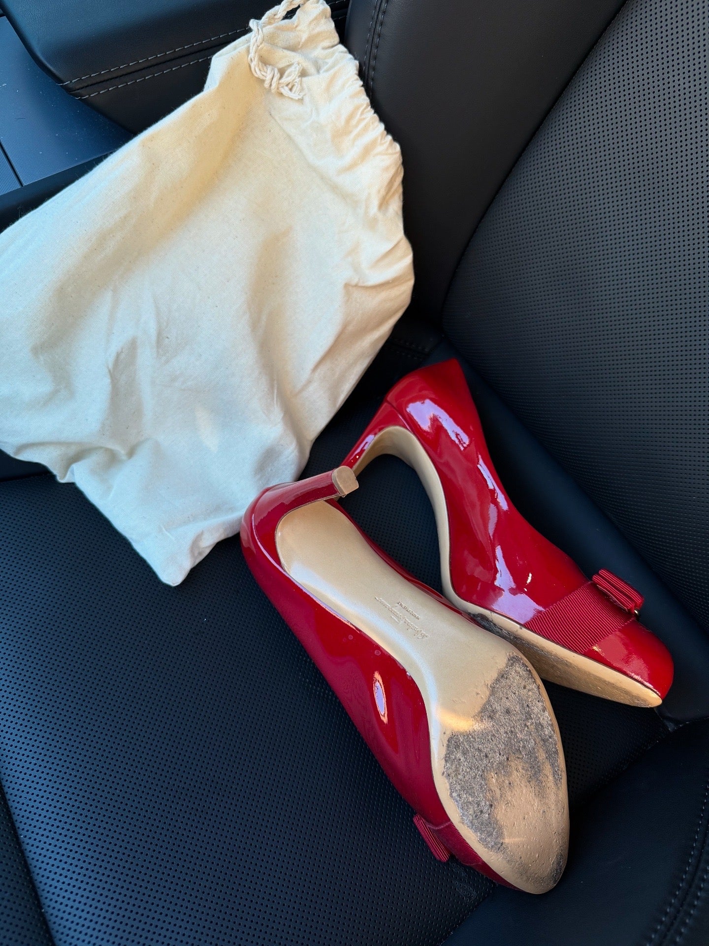 Salvatore Ferragamo Vara Red Leather Heels 9cm