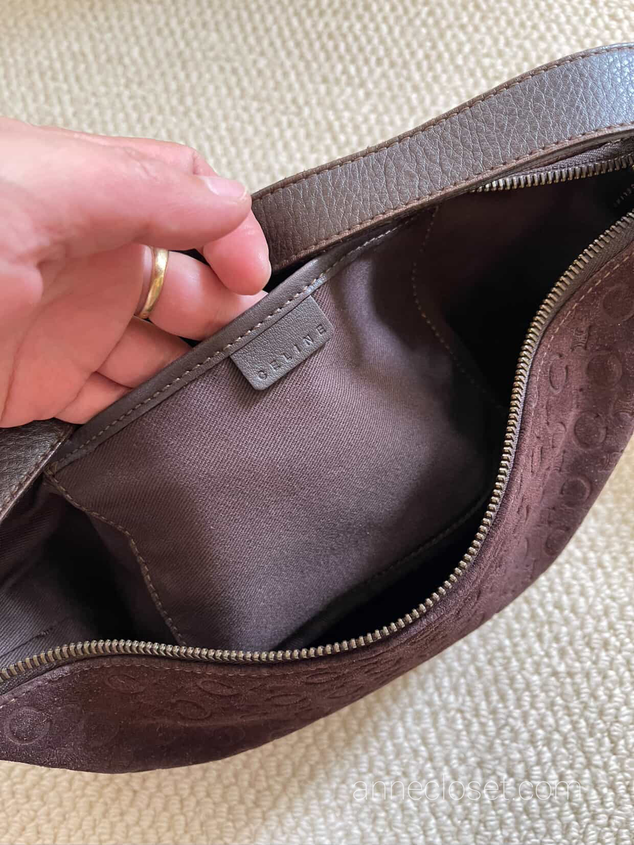 Celine 20th Century C Macadam Suede Shoulder Bag