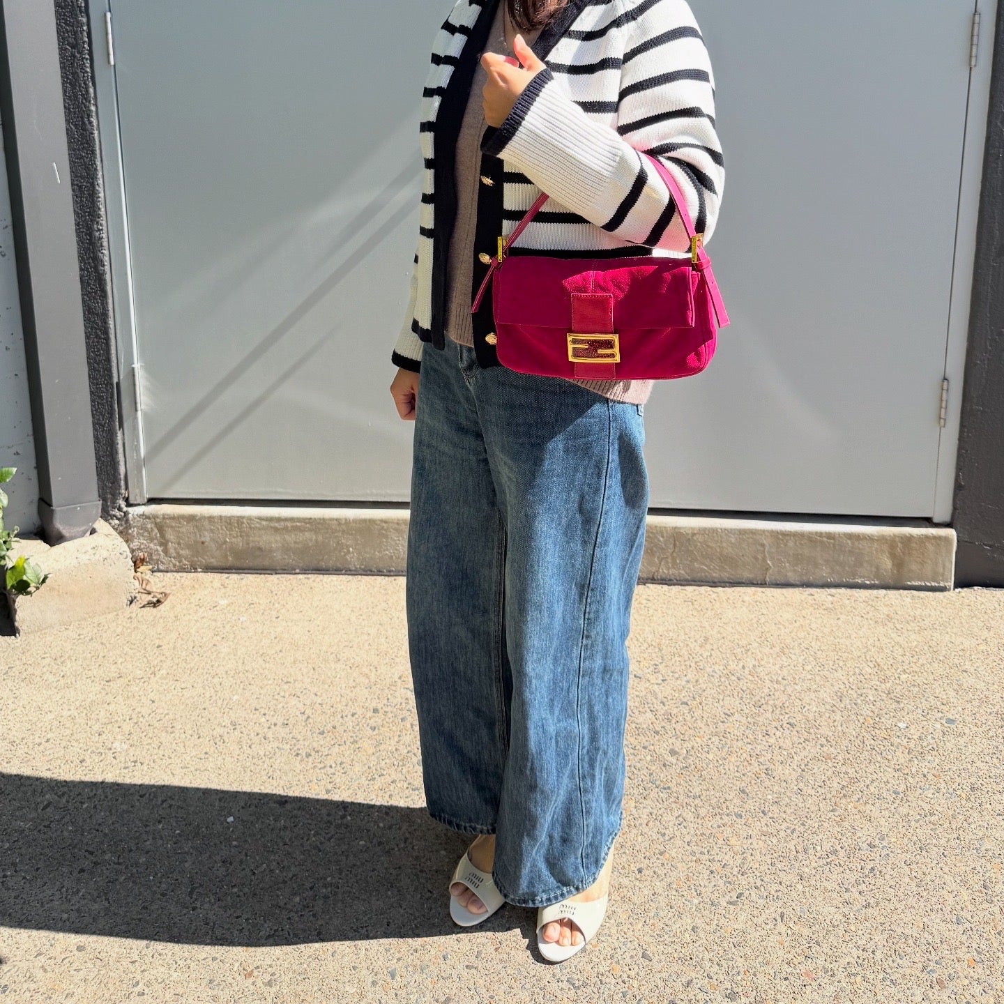 Fendi Suede Baguette Fuchsia Handbag