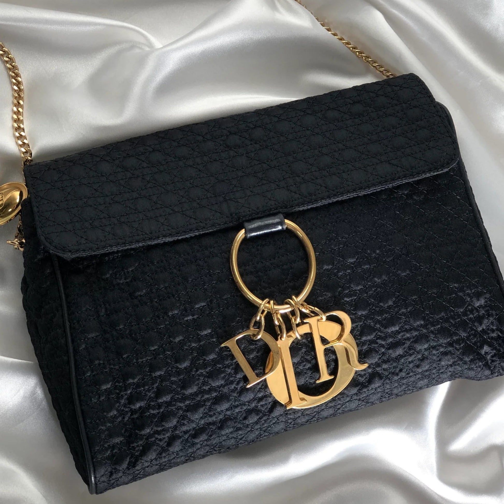 Christian Dior Cannage Logo Charm Nylon Chain