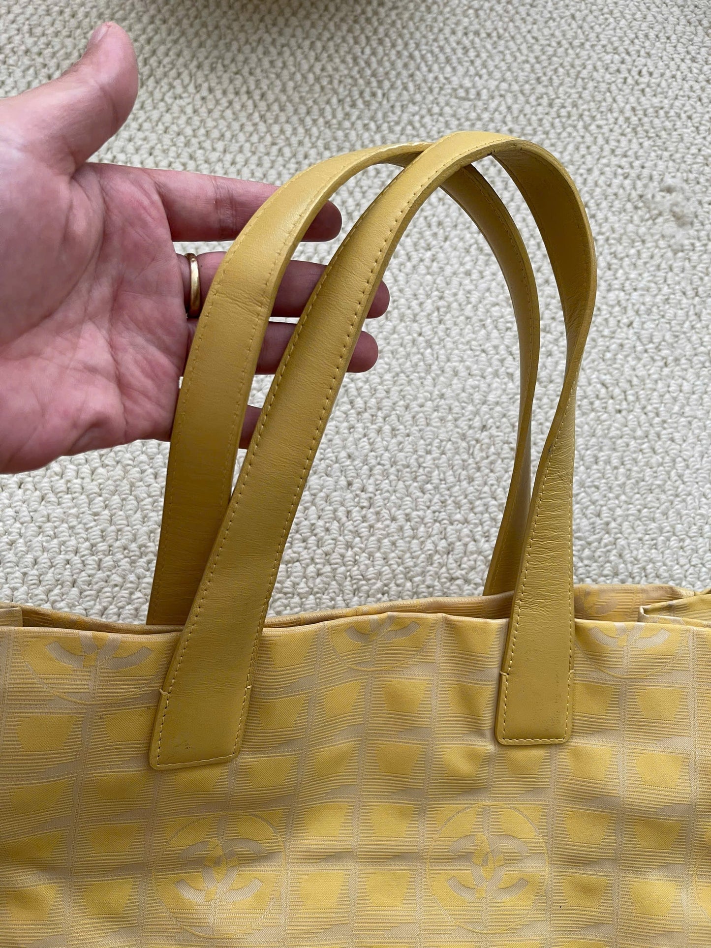 Chanel Yellow CC Monogram Tote Bag