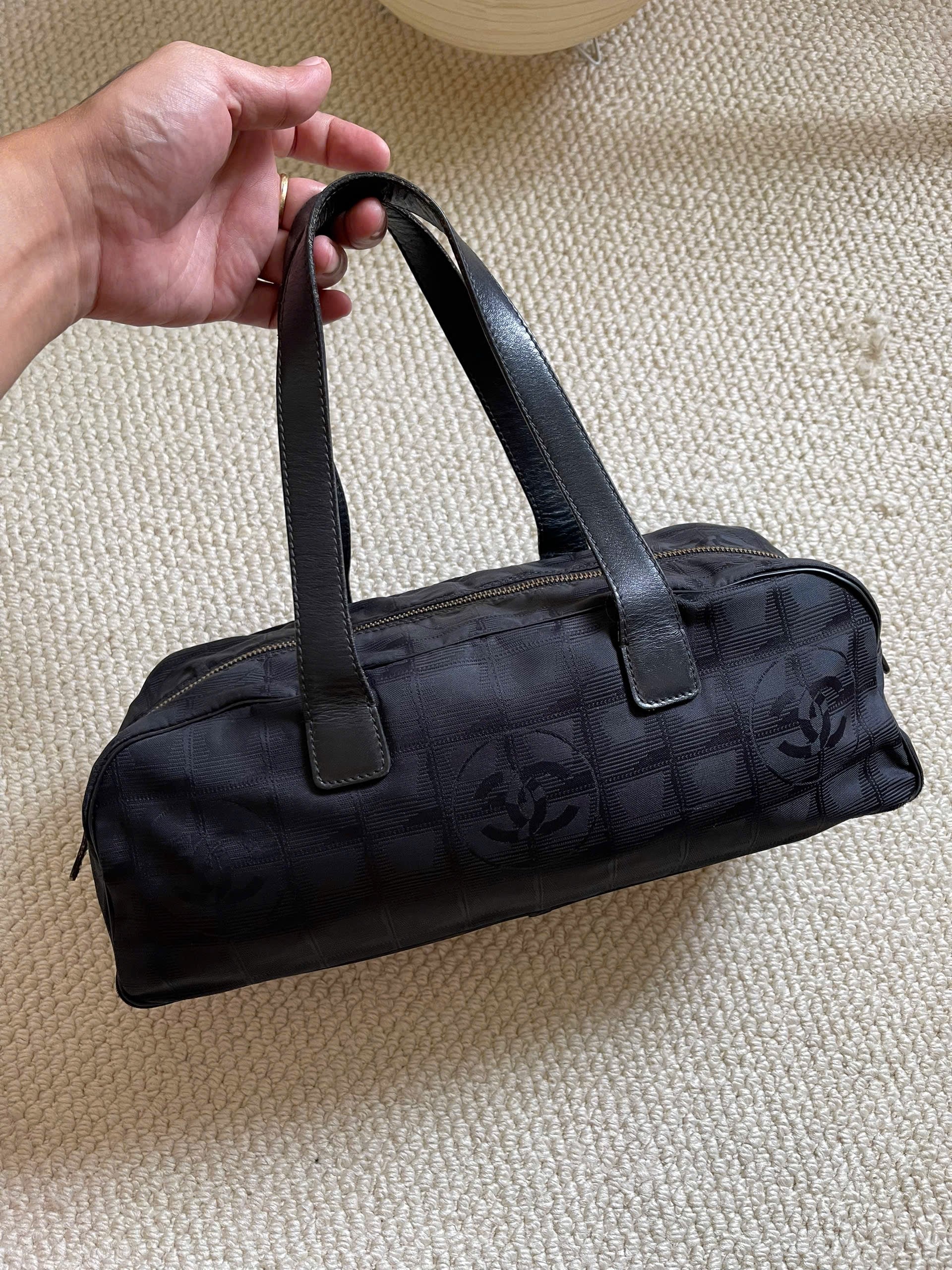 Chanel Black Nylon Canvas Bowler Bag