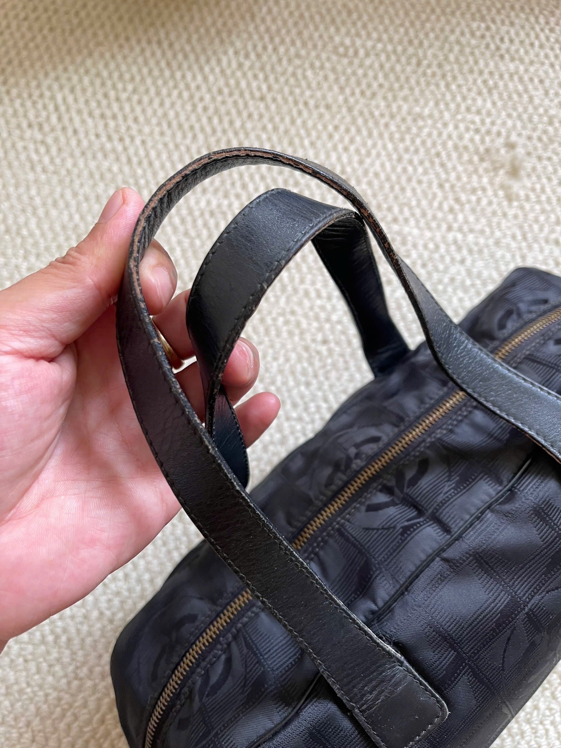 Chanel Black Nylon Canvas Bowler Bag