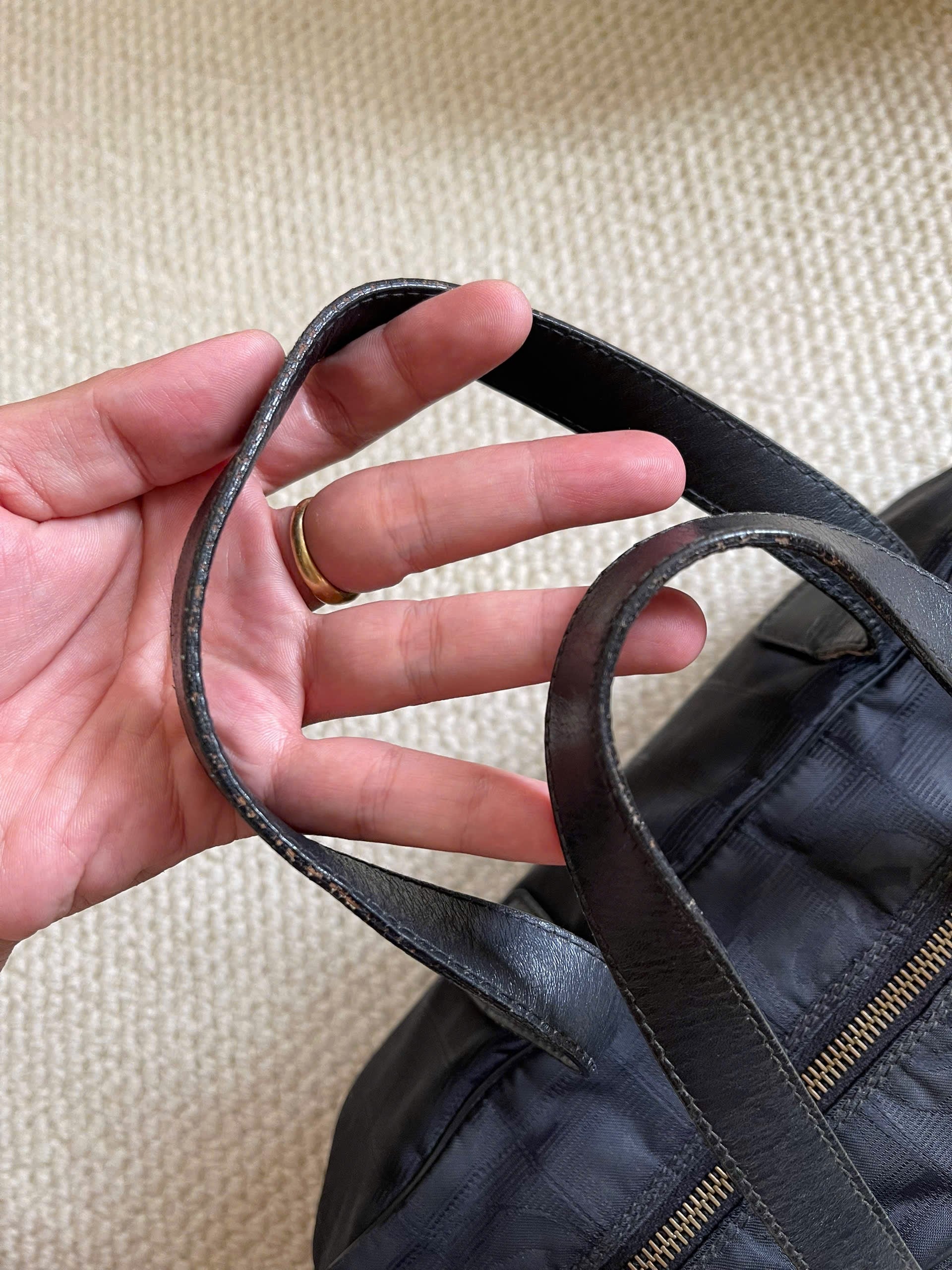 Chanel Black Nylon Canvas Bowler Bag