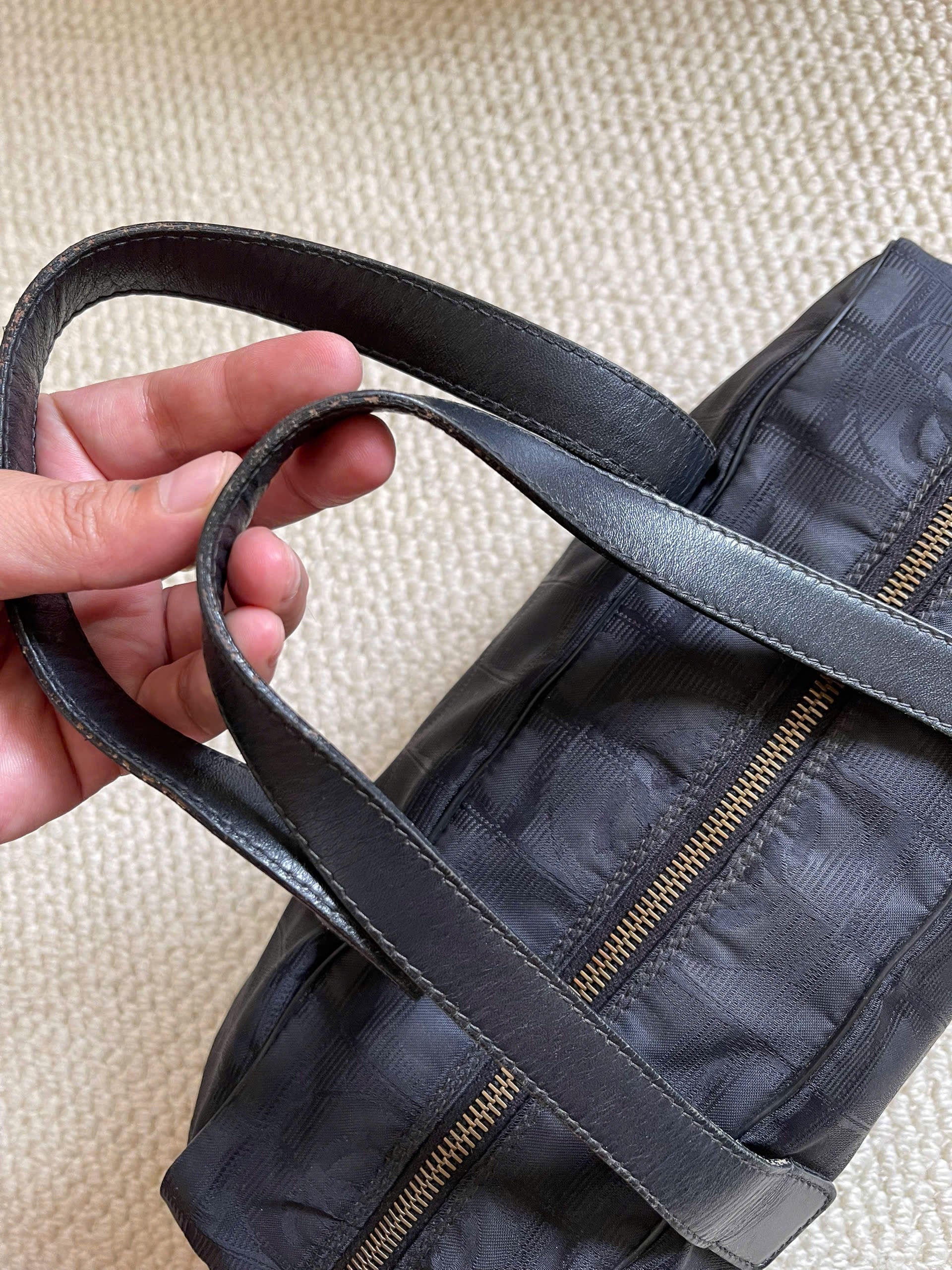 Chanel Black Nylon Canvas Bowler Bag