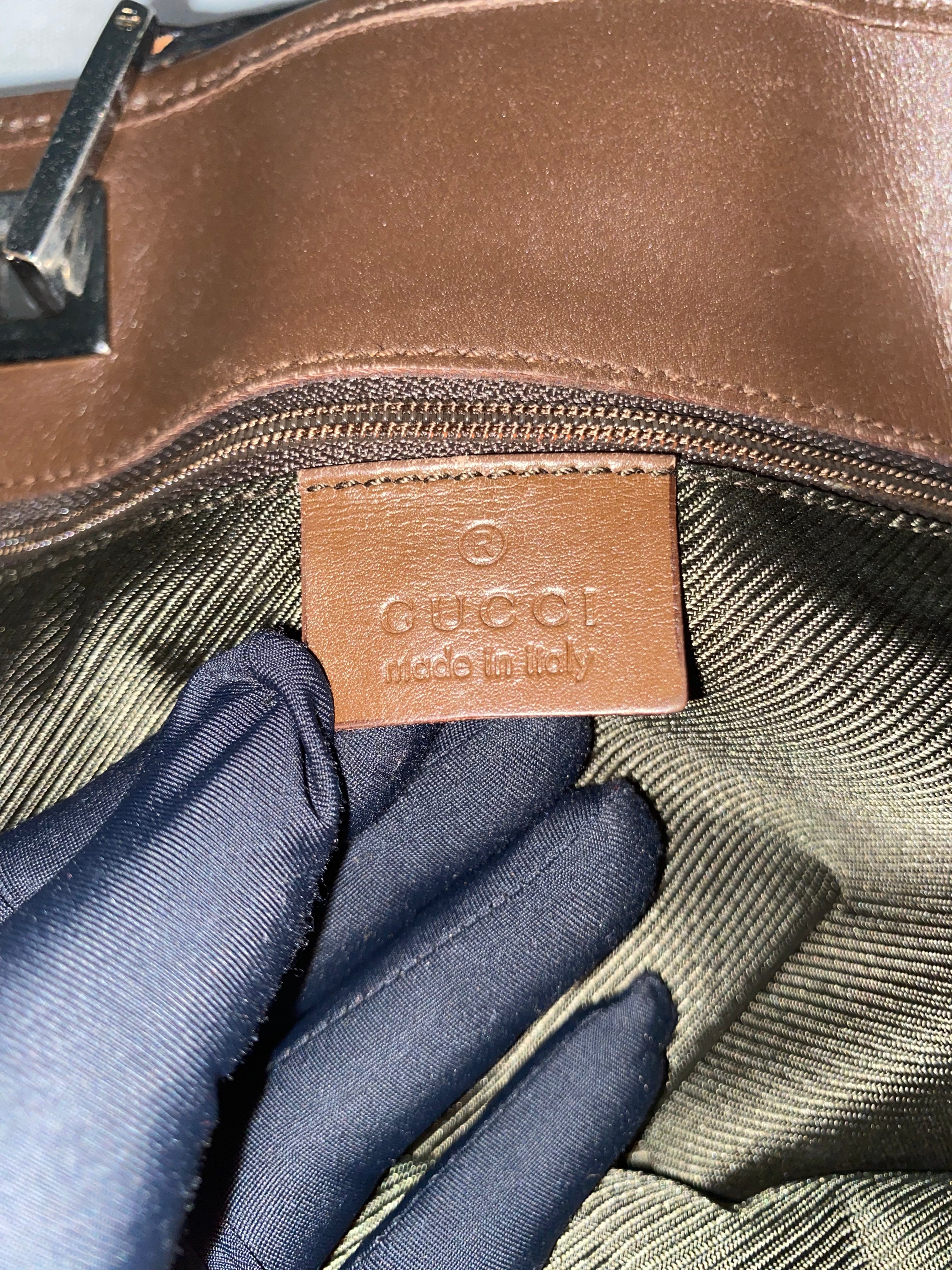 GUCCI GG Canvas and Leather Open Top Brown Tote