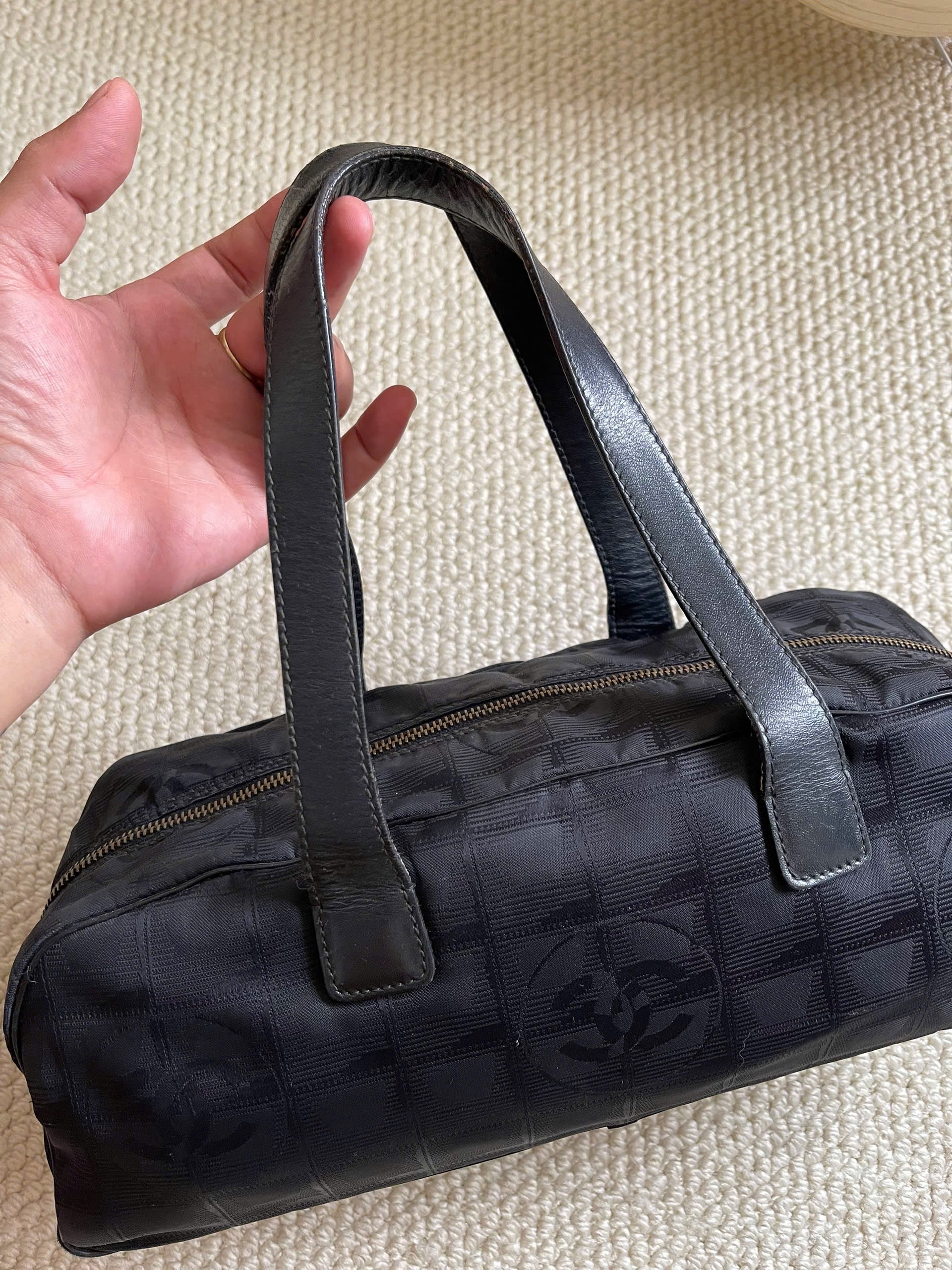 Chanel Black Nylon Canvas Bowler Bag