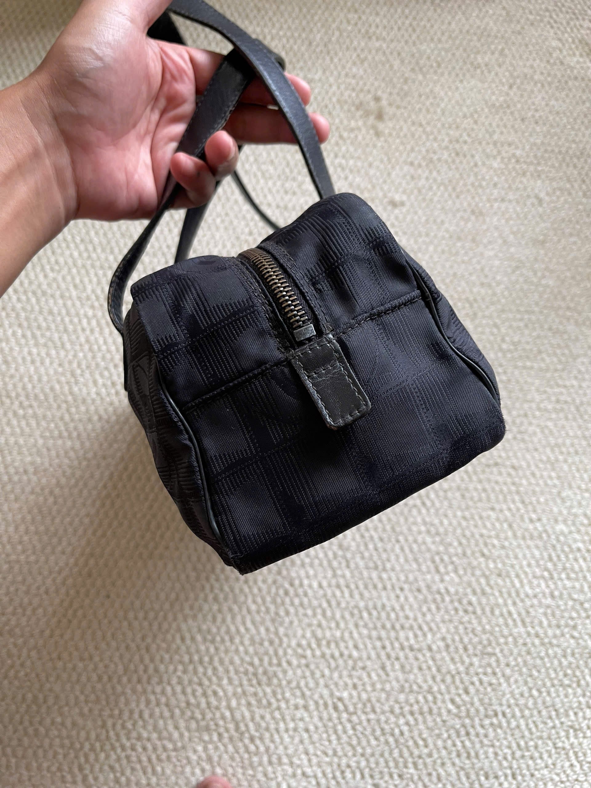 Chanel Black Nylon Canvas Bowler Bag