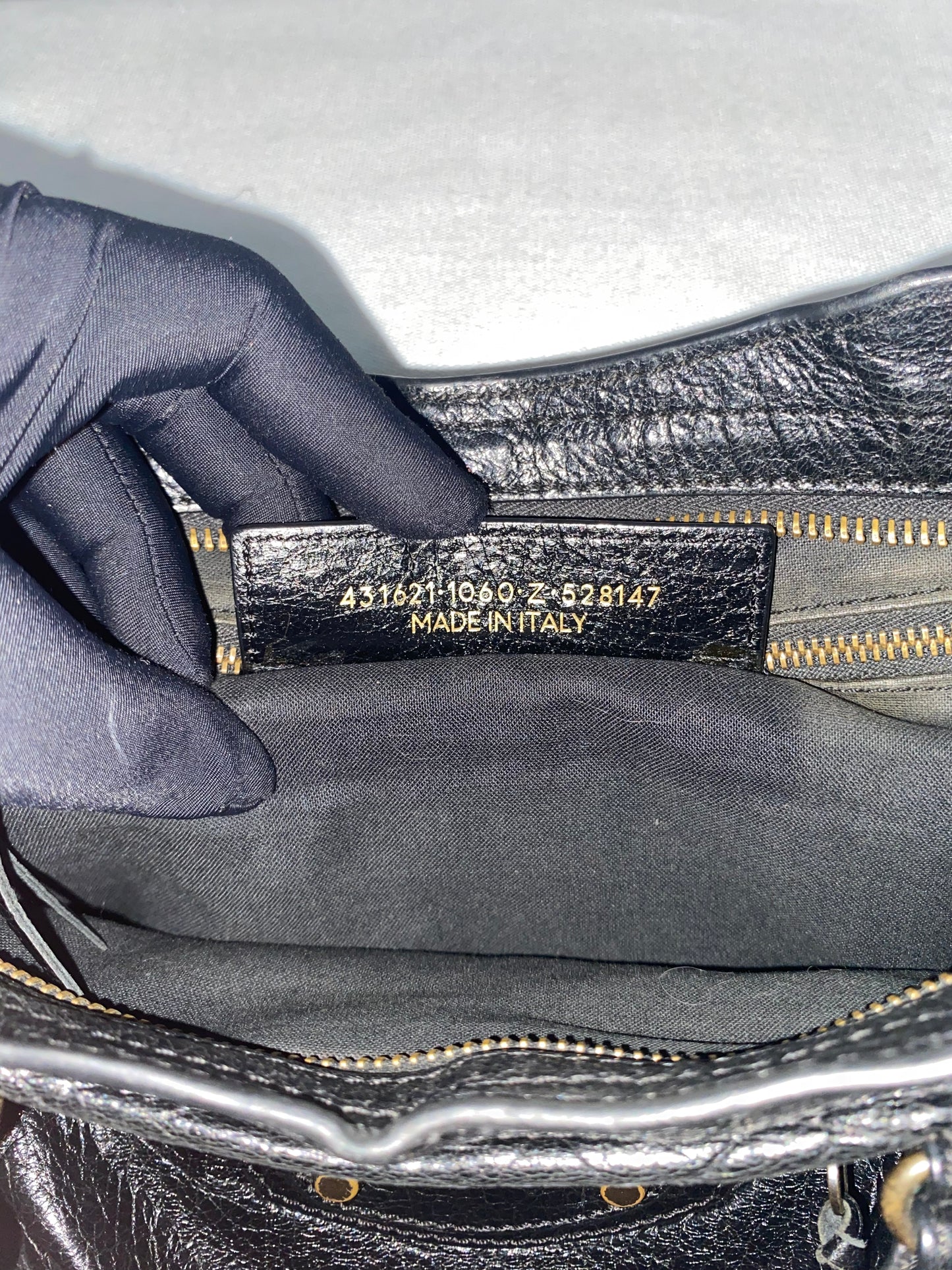 Balenciaga Classic City Black Leather Bag with Logo Strap