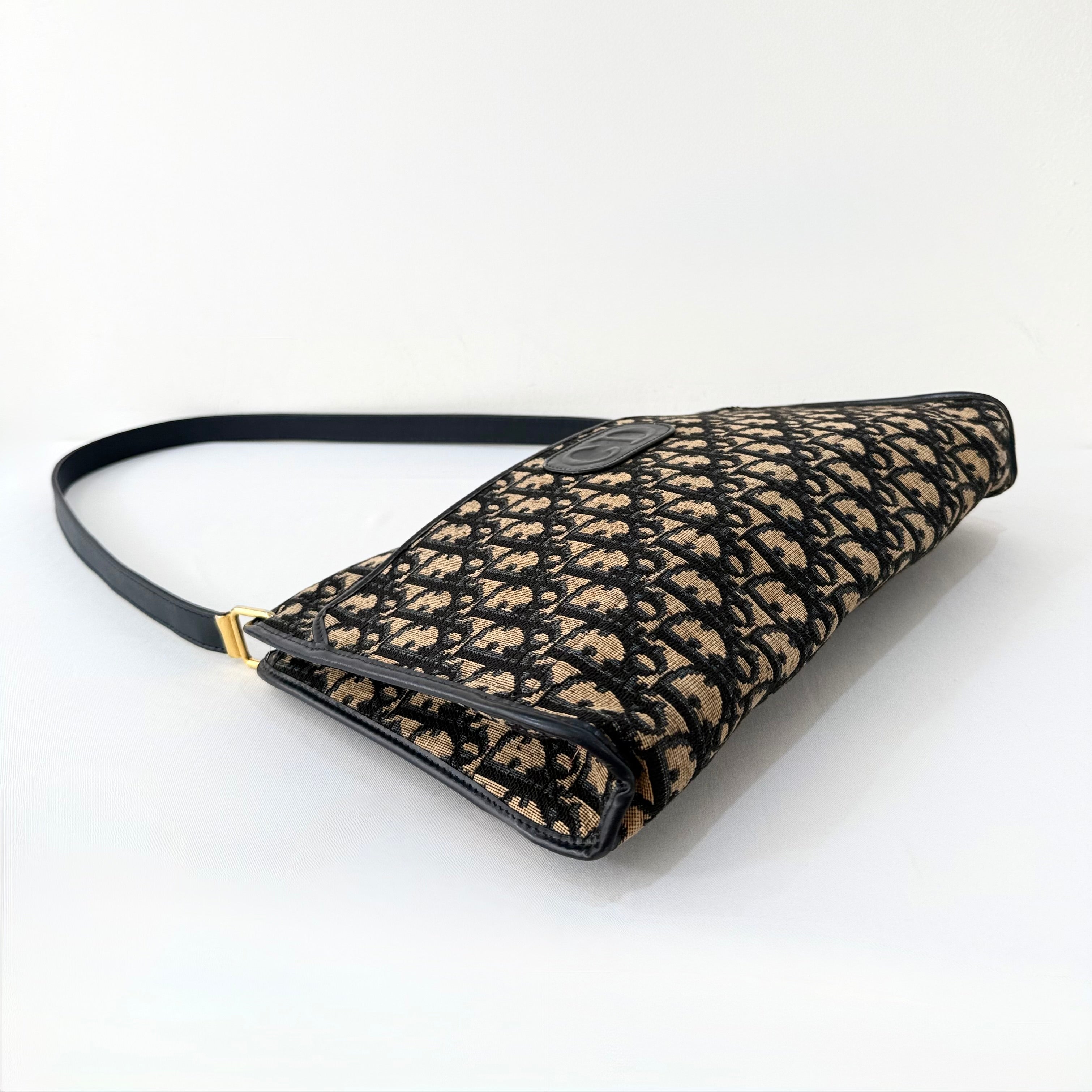 Christian Dior Vintage Navy Canvas Shoulder Bag