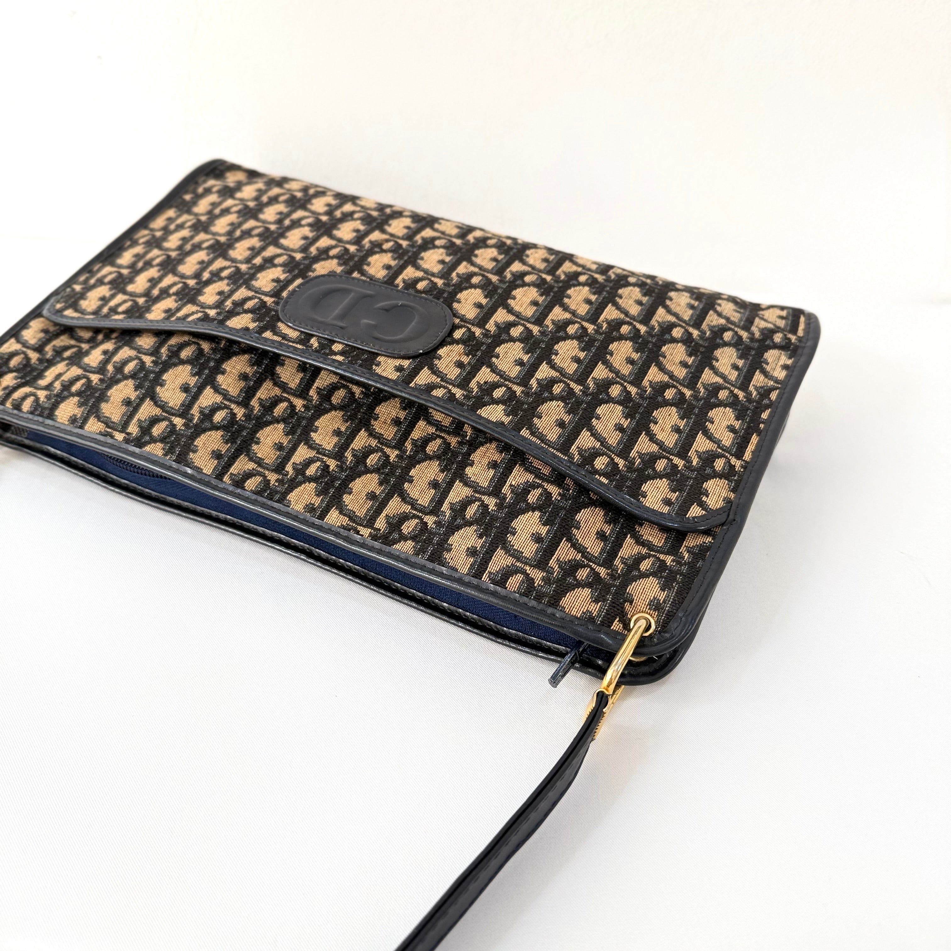 Christian Dior Vintage Navy Canvas Shoulder Bag