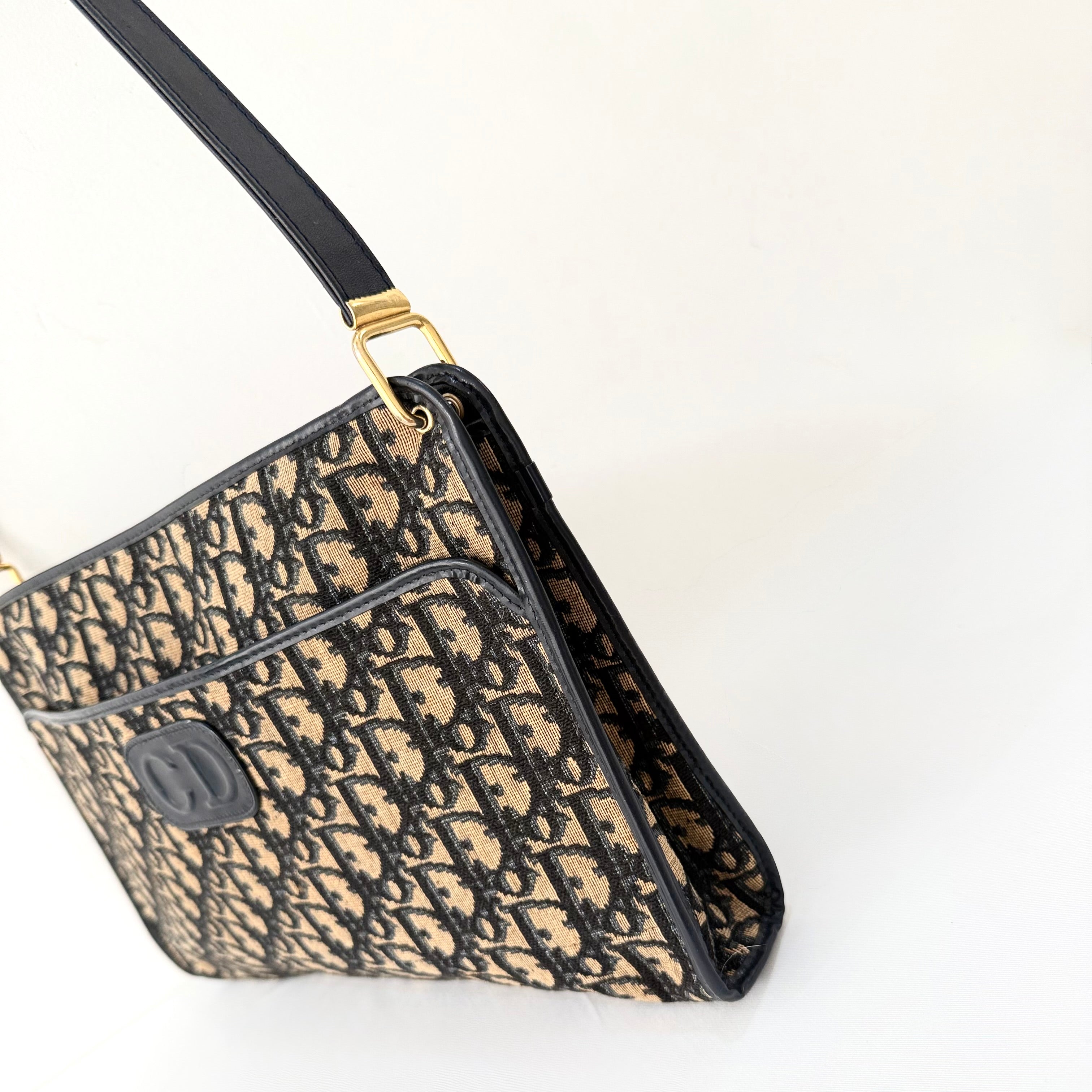Christian Dior Vintage Navy Canvas Shoulder Bag