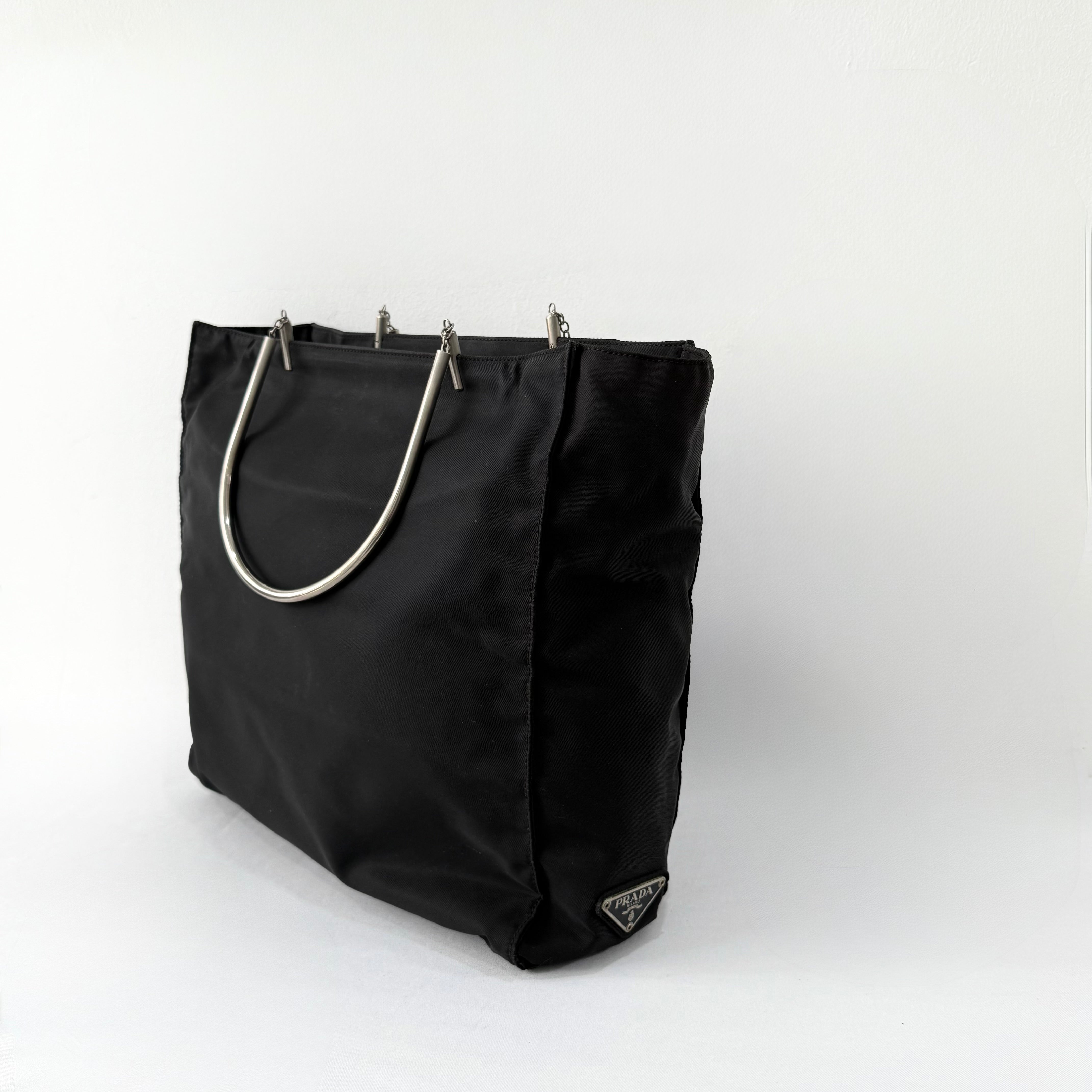Prada 2010s triangle-logo tote bag