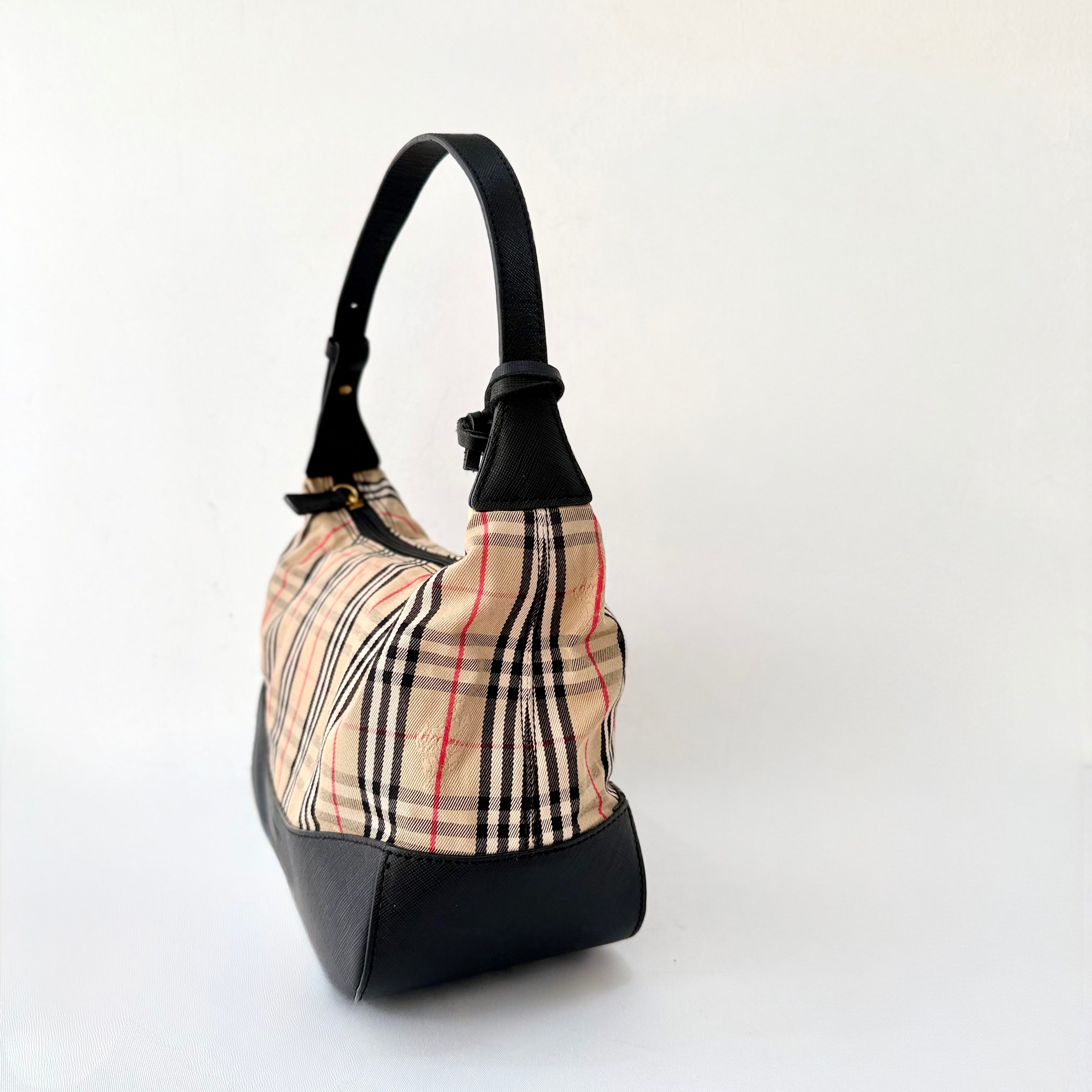 Burberry Brown Haymarket Check Canvas Shoulder Bag