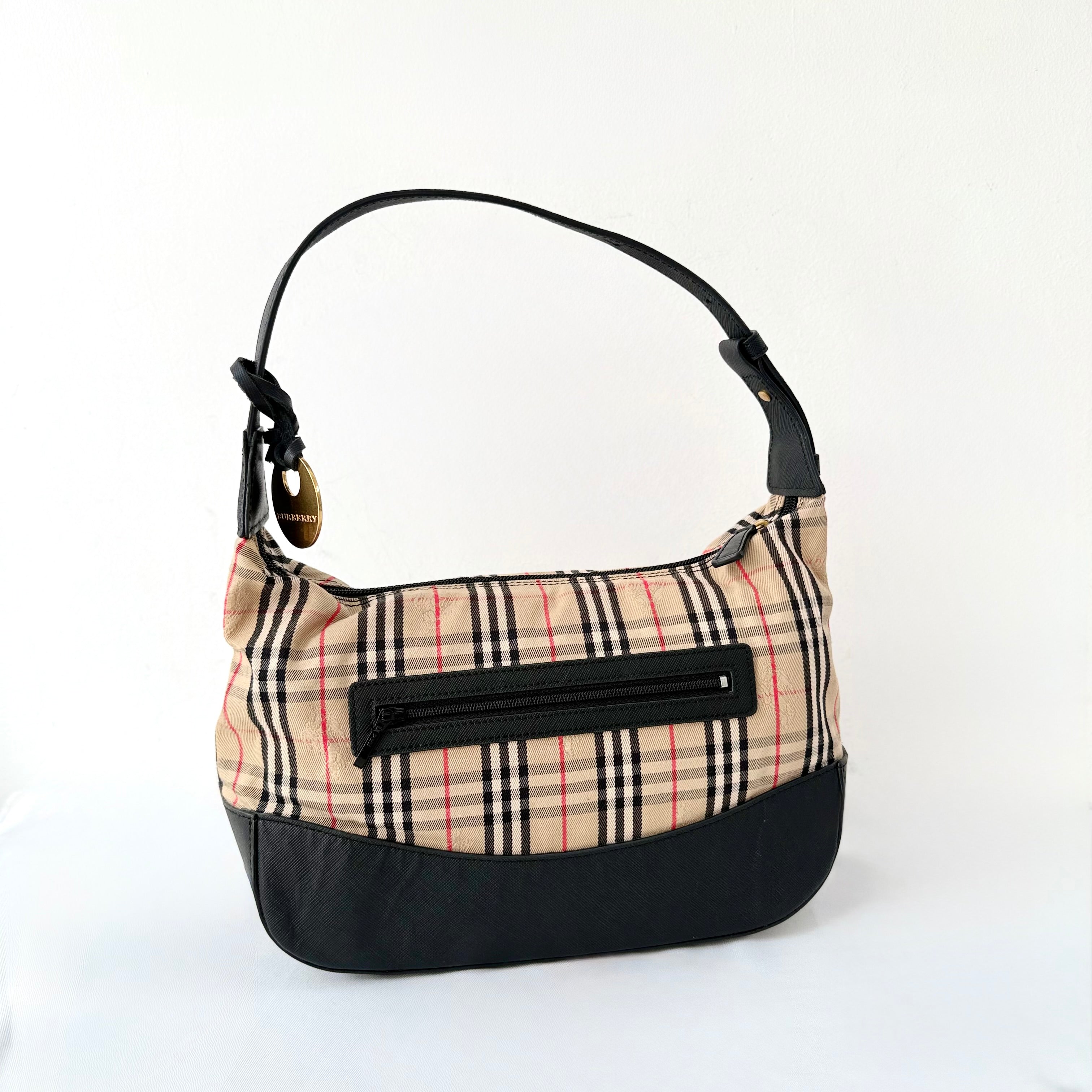 Burberry Brown Haymarket Check Canvas Shoulder Bag